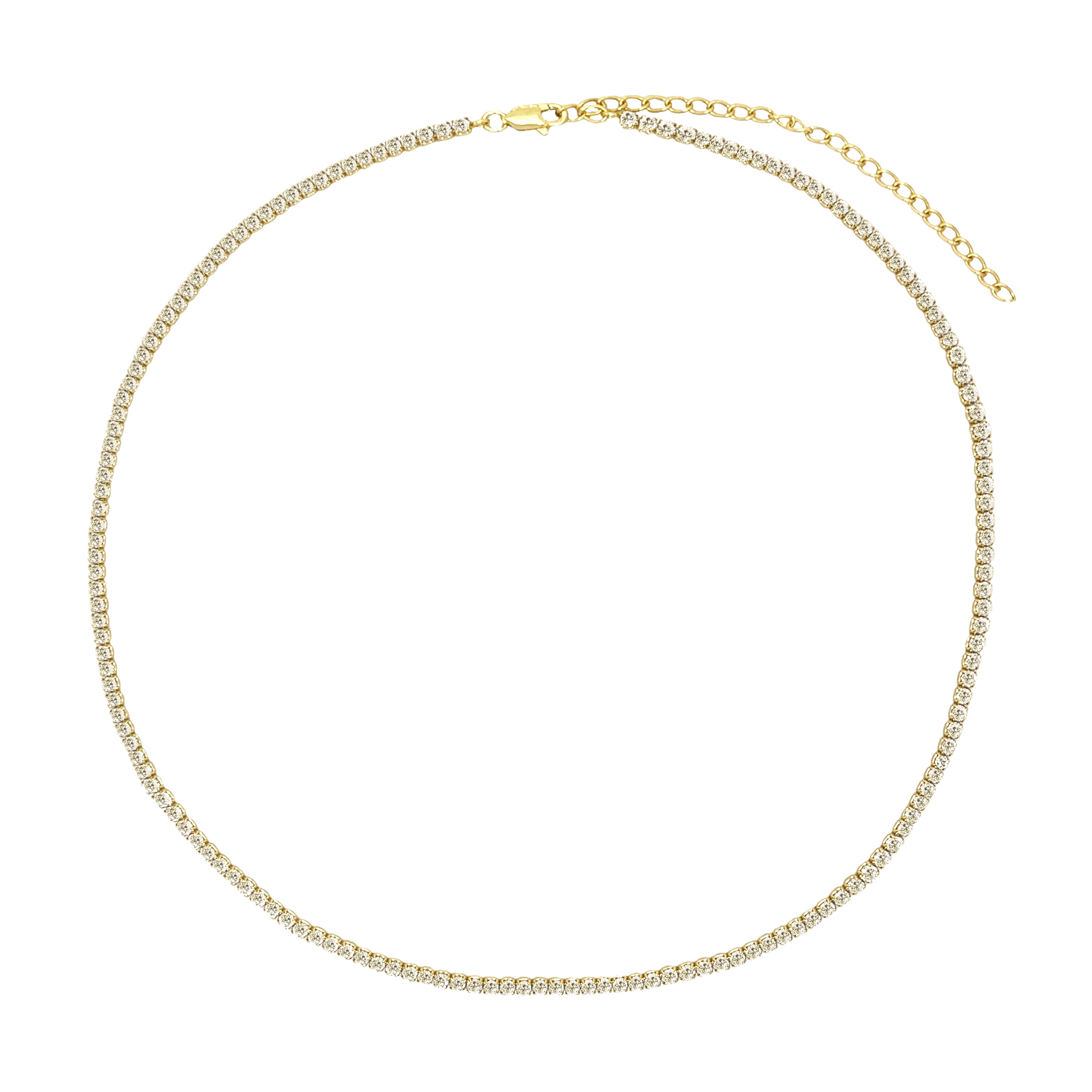 Thin Tennis Necklace
Step up your jewelry game with our Thin Tennis Necklace! This classic piece will elevate any outfit and give you a timeless, chic look. Perfect for accessorizing both casual and formal ensembles. Get ready to turn heads with this must-have necklace!
Yellow Gold Plated
Cubic Zirconia
Stones: 2MM Diameter
15"-18" Length 