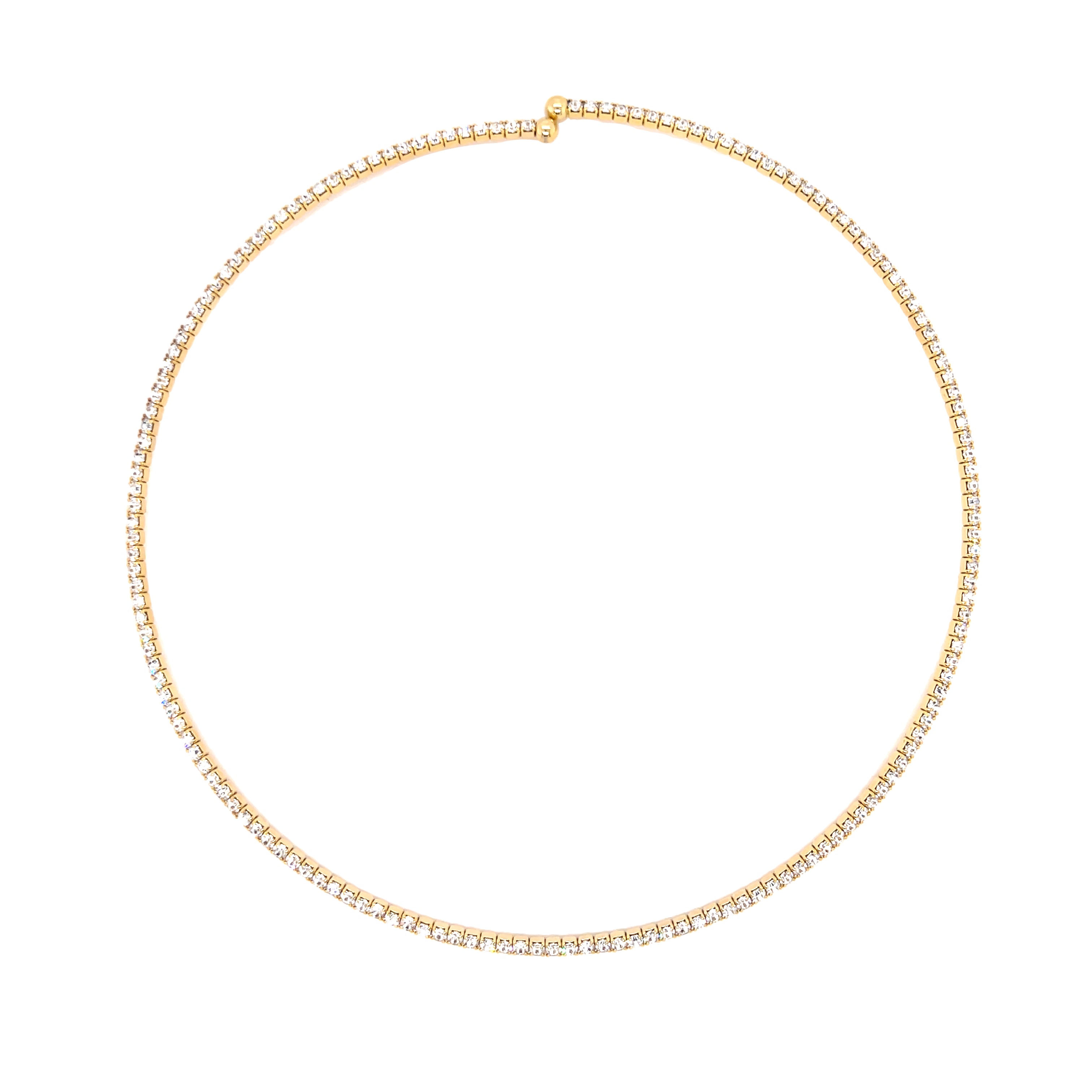 White Faux Diamonds Flexible Choker Necklace
Yellow Gold Plated