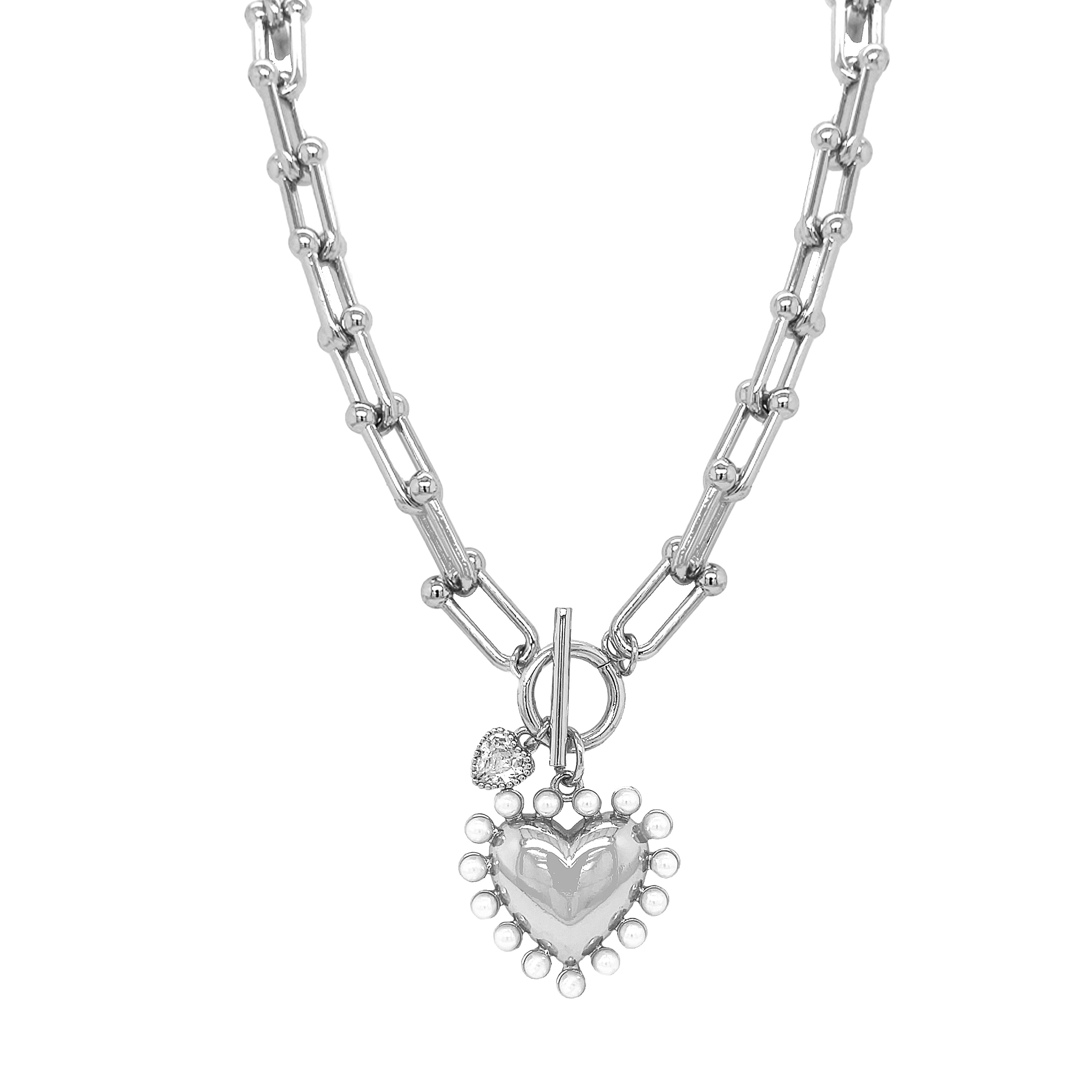 White Gold Heart Charm Necklace
