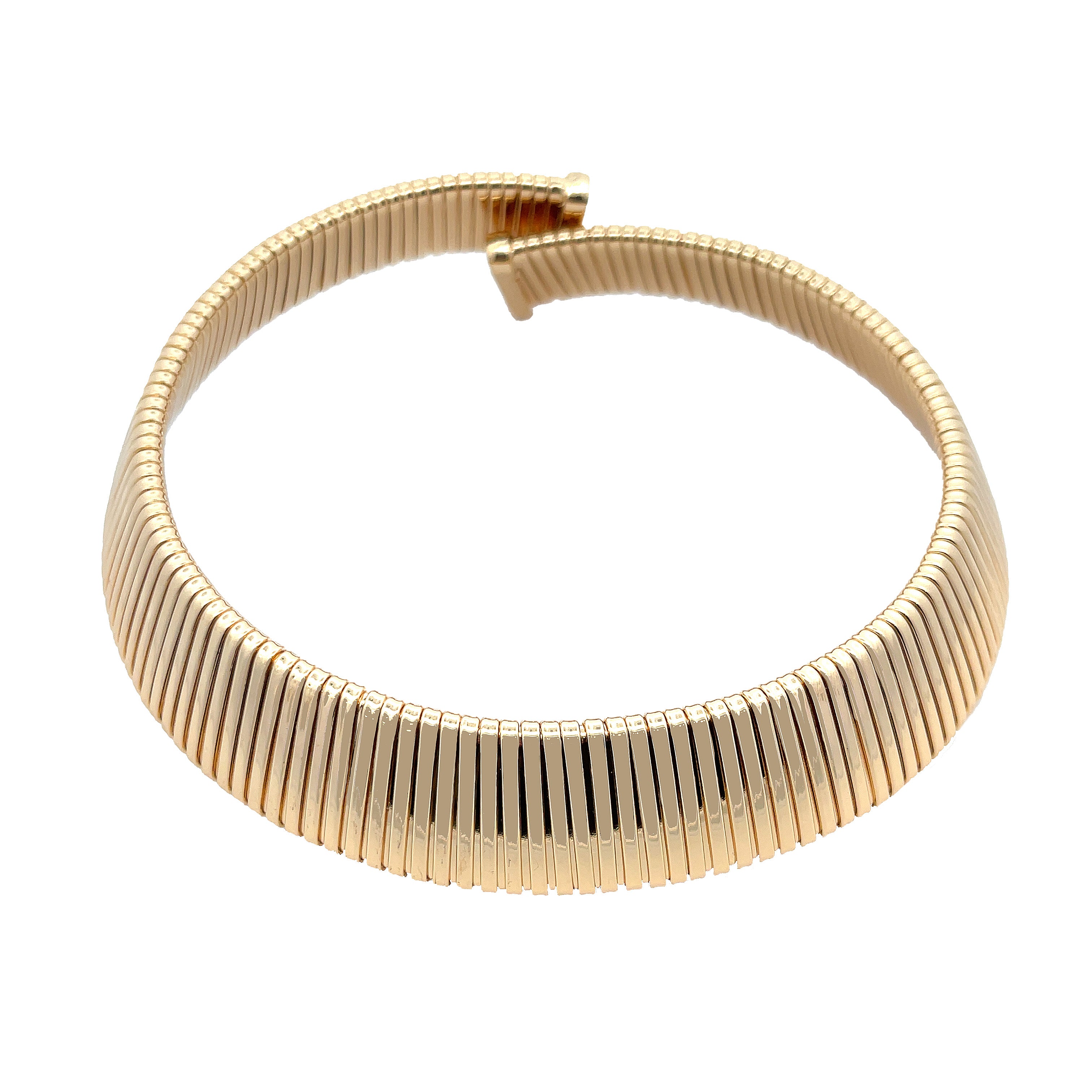 Flex Wrap Necklace
This trending collar necklace is the ultimate statement piece, elevating any outfit to new heights. Exude elegance and sophistication with this must-have piece.
Yellow Gold Plated
1" Thick
