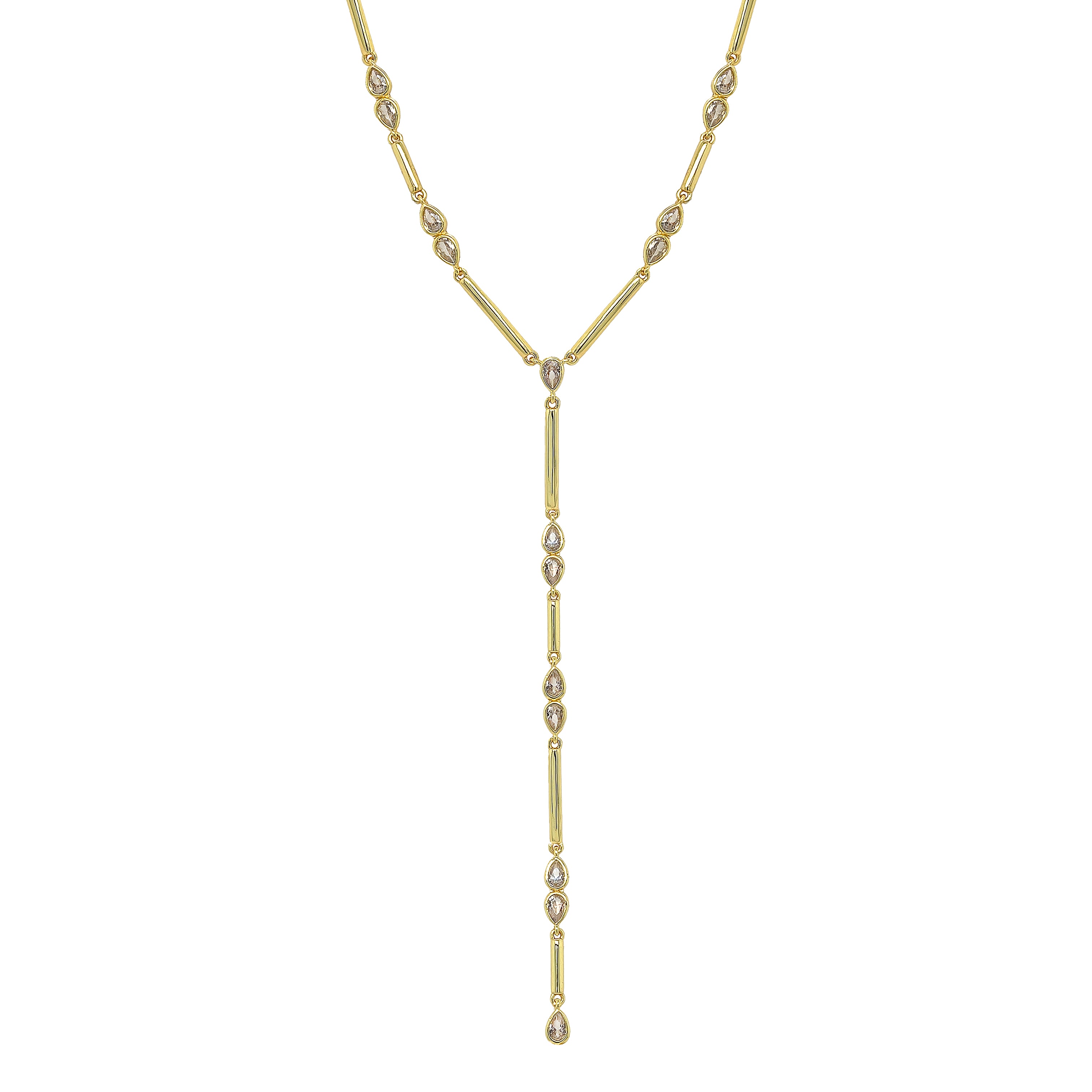 Yellow Gold Bar Lariat Necklace