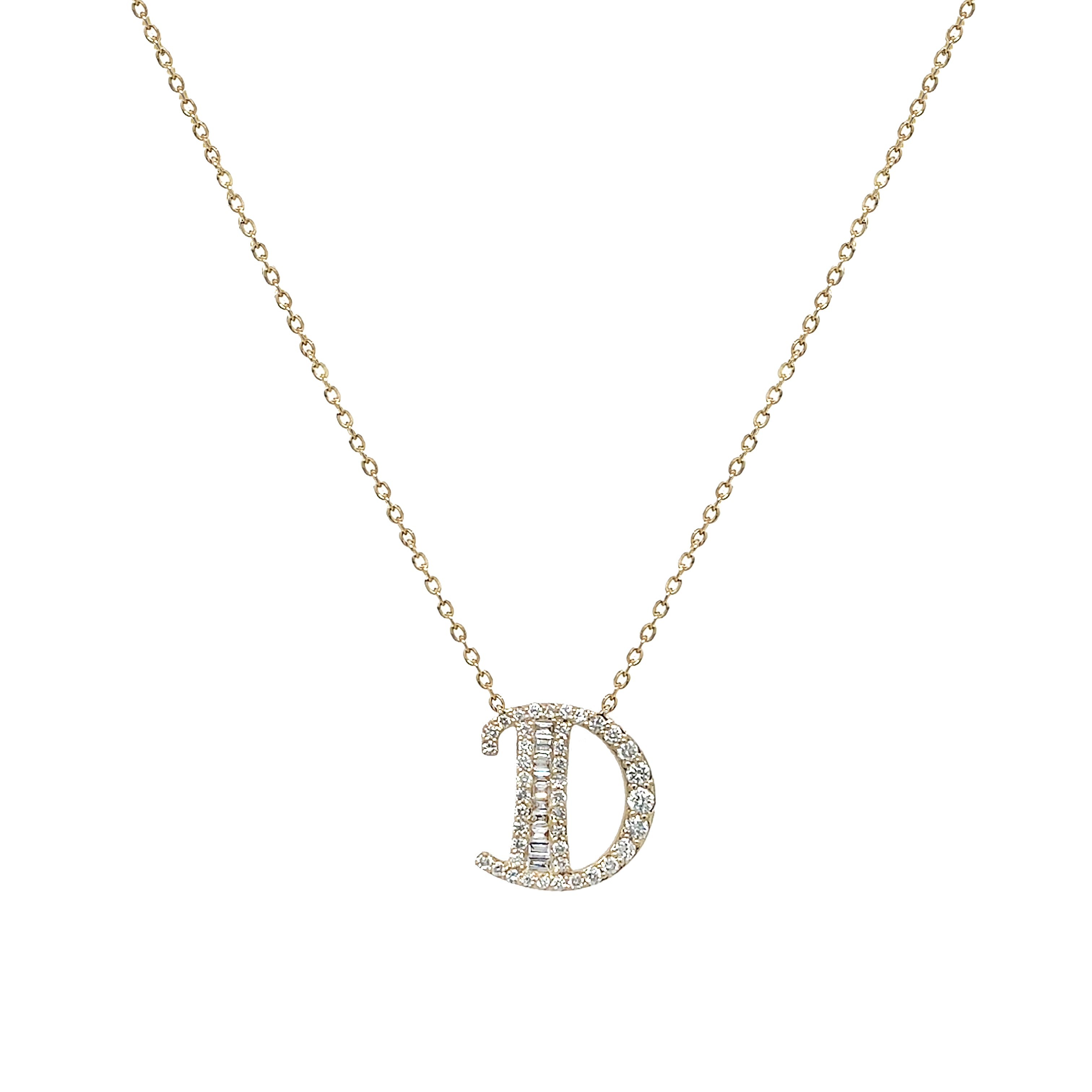 Diamond Baguette Initial Necklace