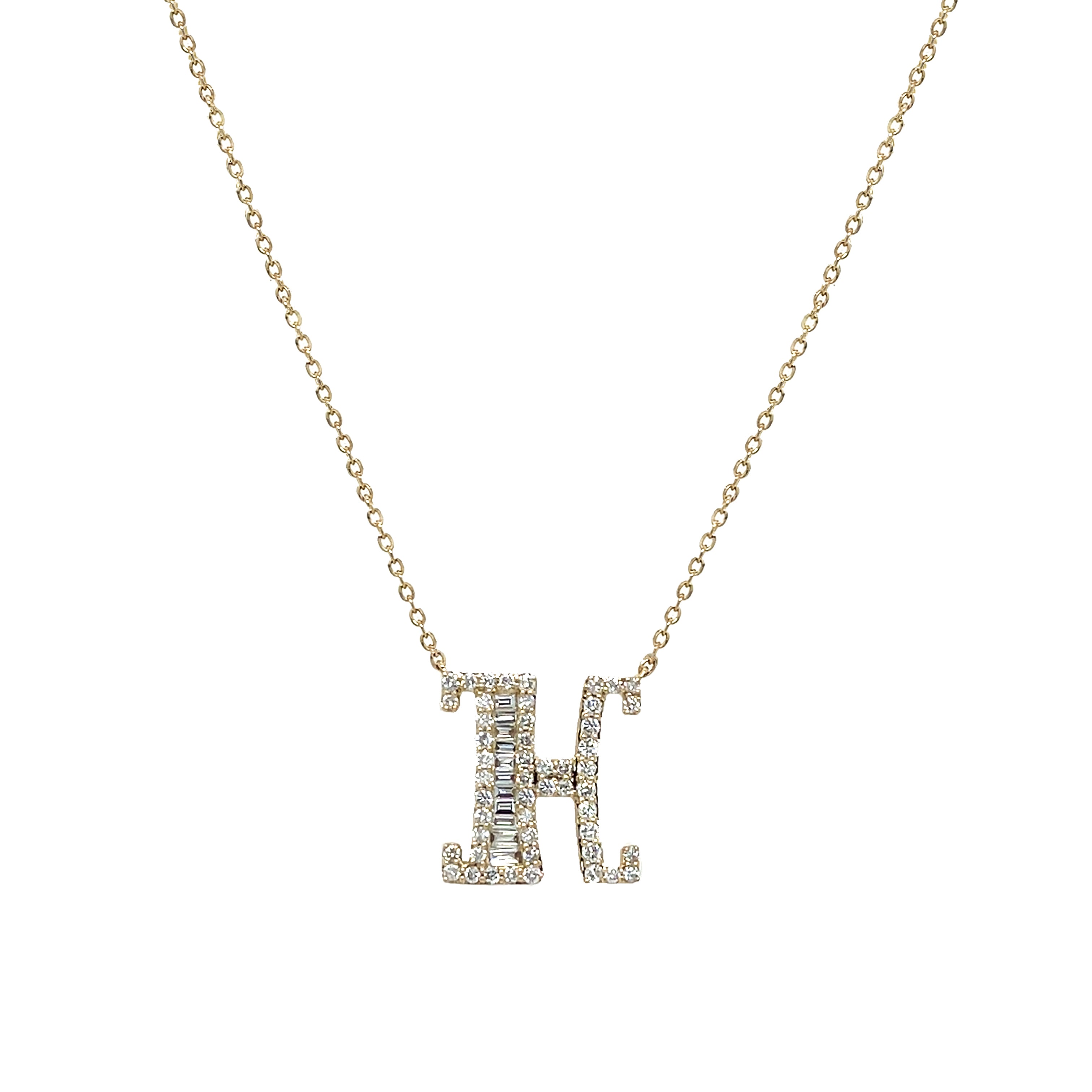 Diamond Baguette Initial Necklace