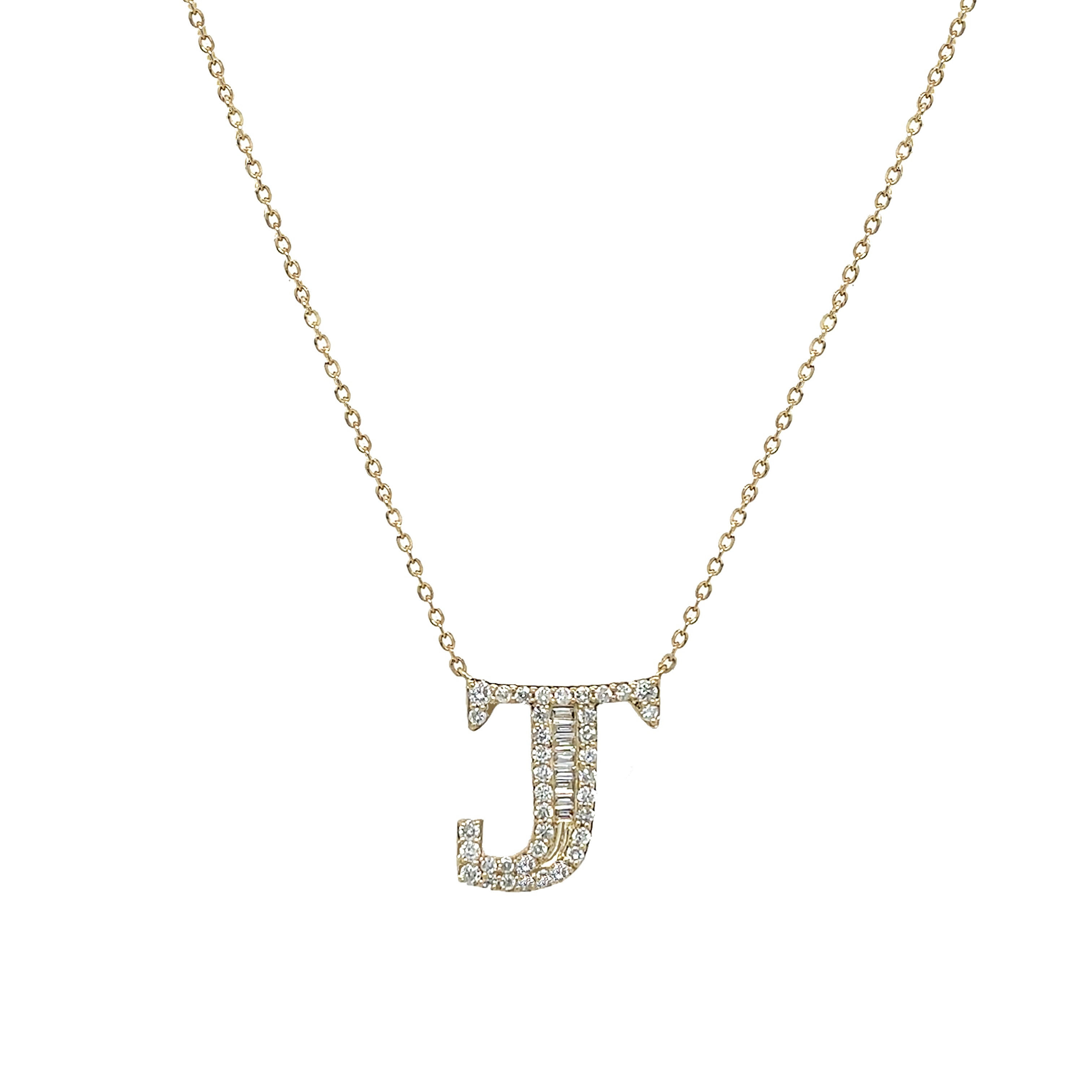 Diamond Baguette Initial Necklace