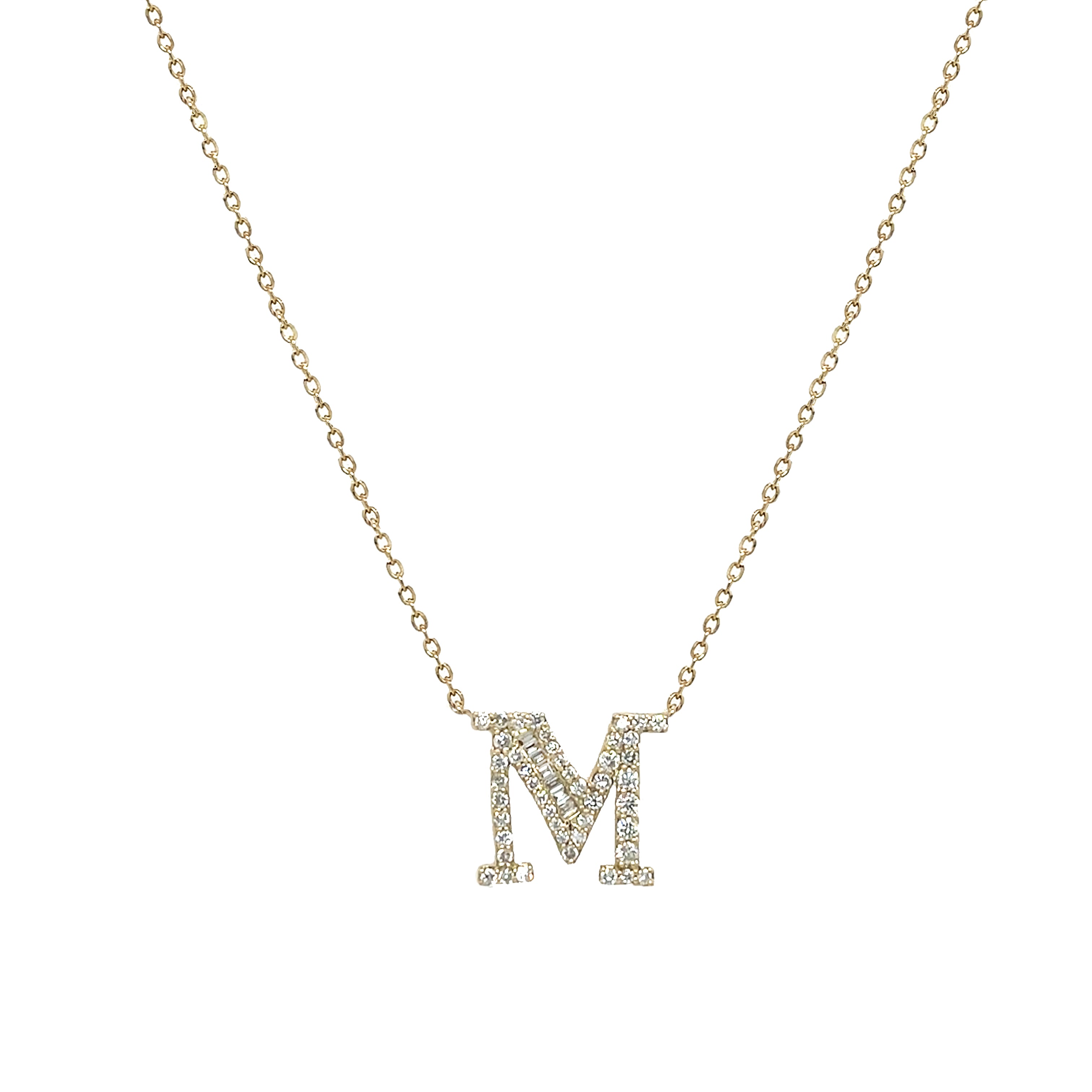 Diamond Baguette Initial Necklace
