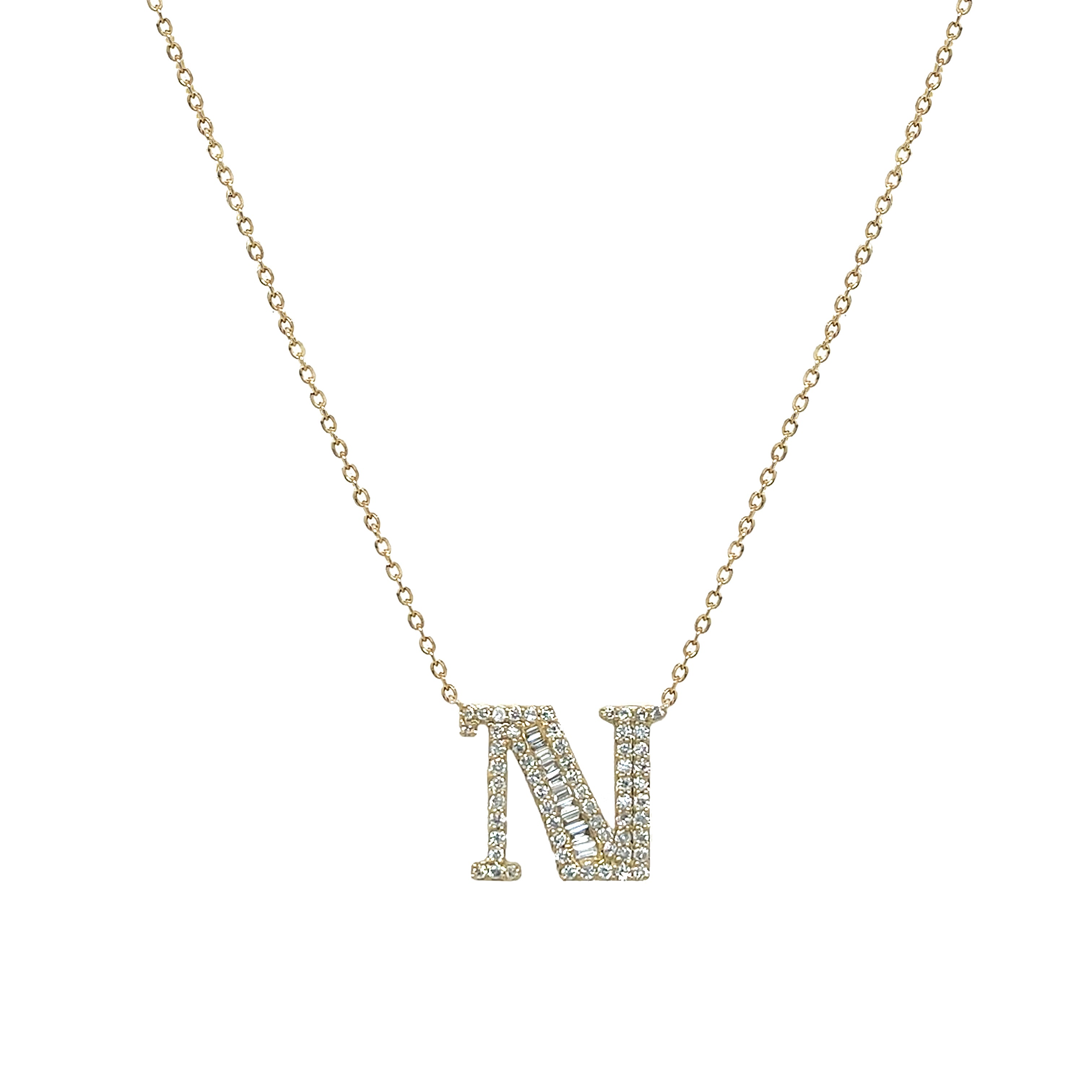 Diamond Baguette Initial Necklace