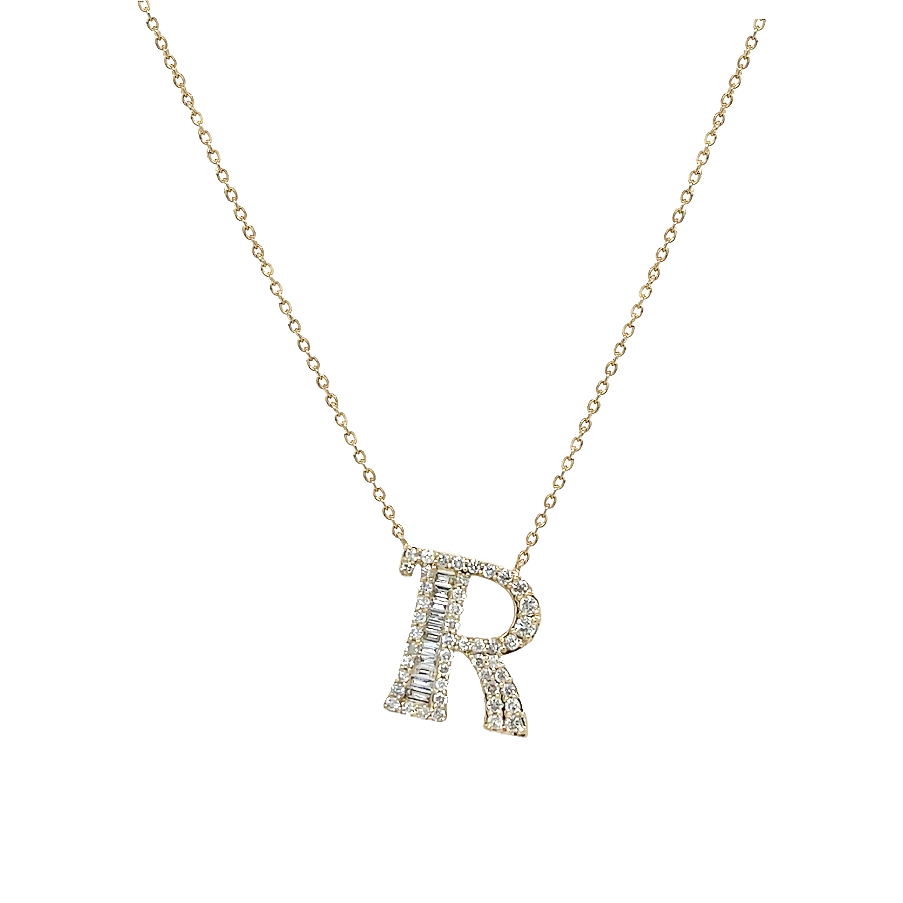 Diamond Baguette Initial Necklace