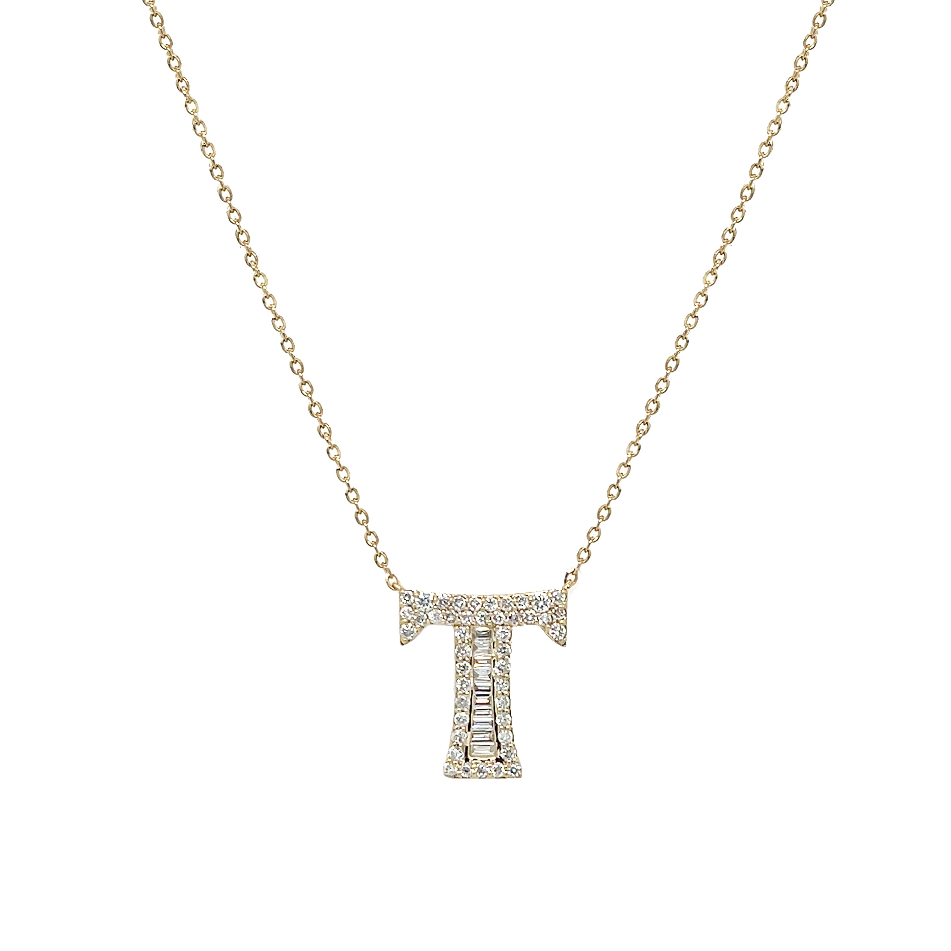 Diamond Baguette Initial Necklace
