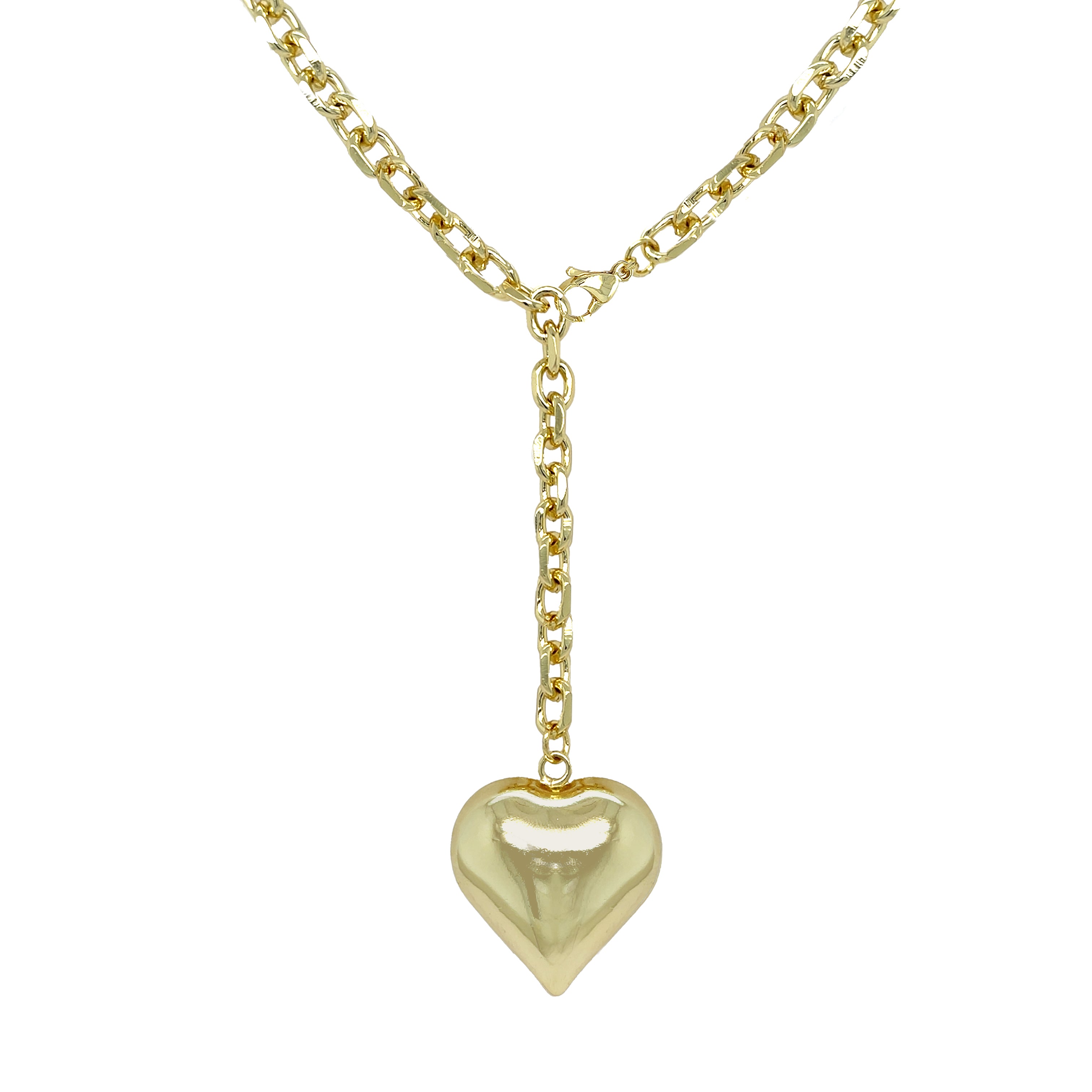 Puff Heart Cable Necklace
Add a touch of playfulness to your outfit with our Puff Heart Necklace. The versatile styling allows for endless possibilities, while the heart detail adds a charming touch to any look.
Yellow Gold Plated
Heart: 1.30" Long X 1.16" Wide
20" Length