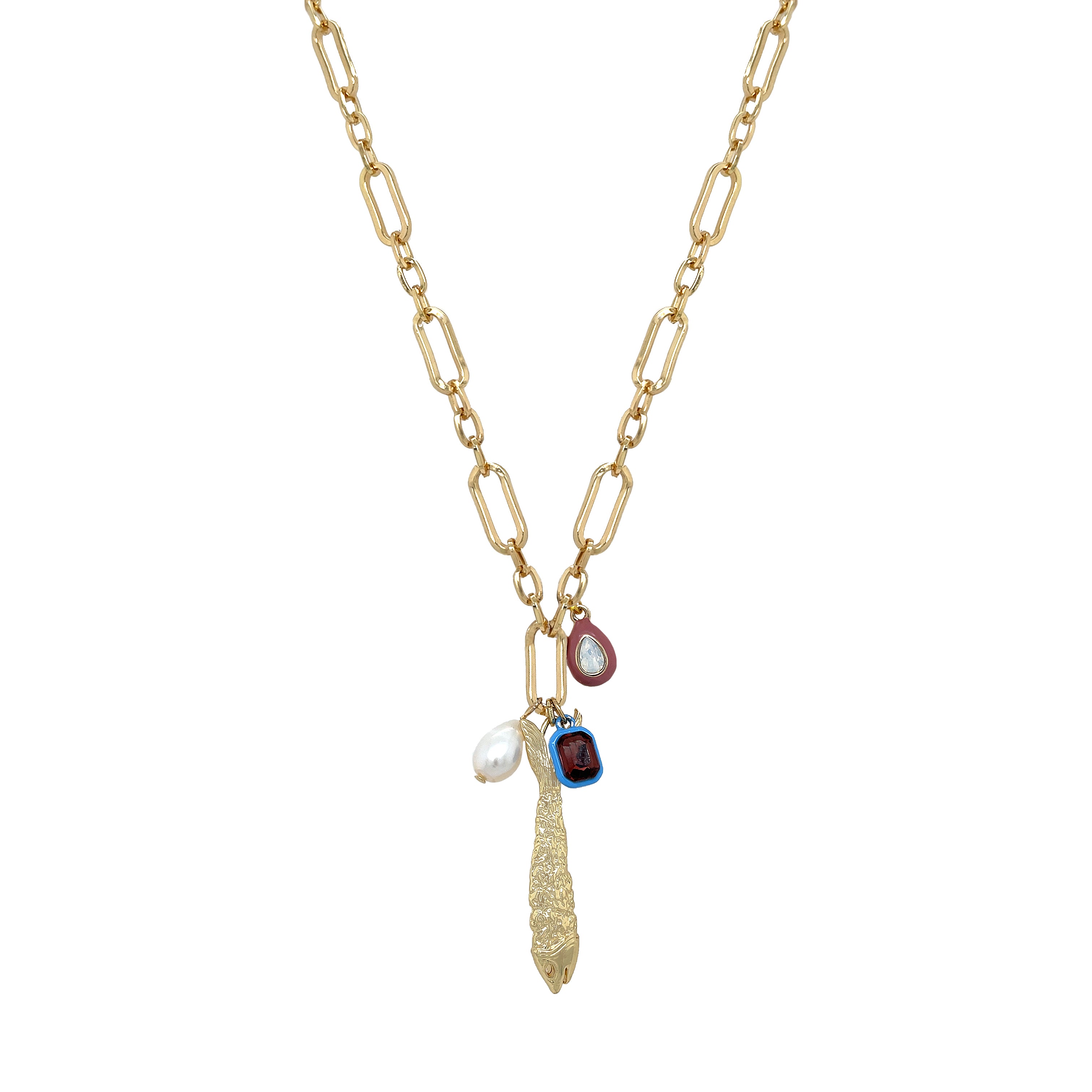 Multi Charm Fish Necklace