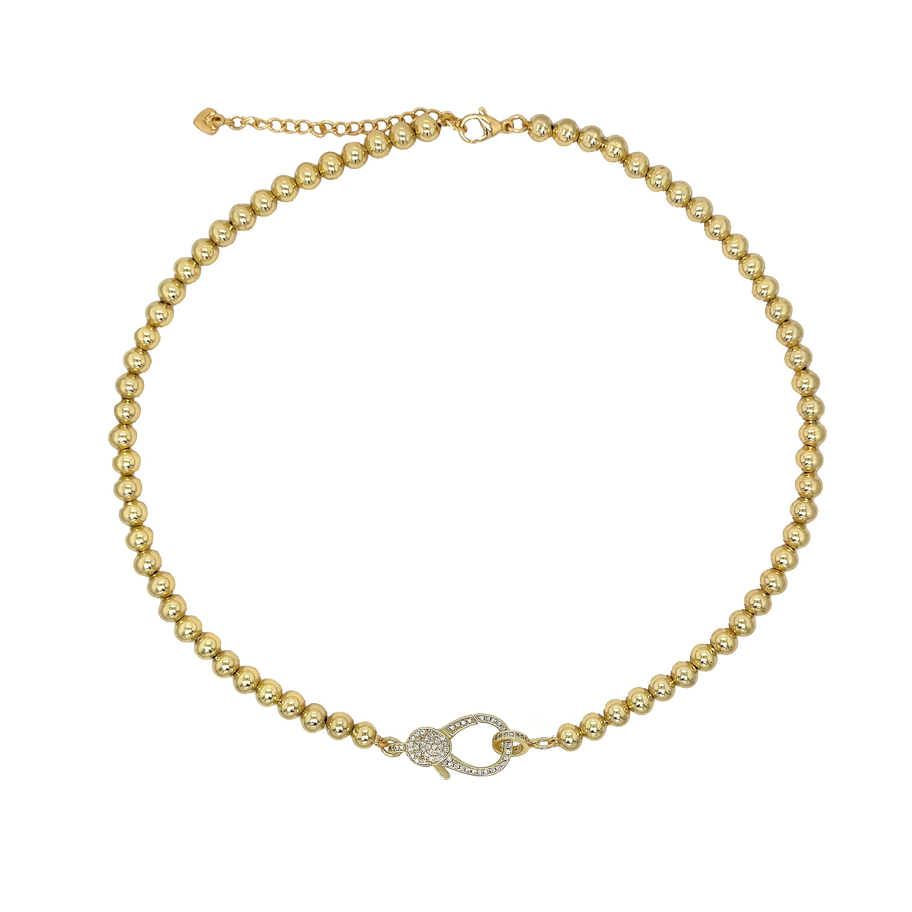 Yellow Gold Lobster Clasp Bead Necklace