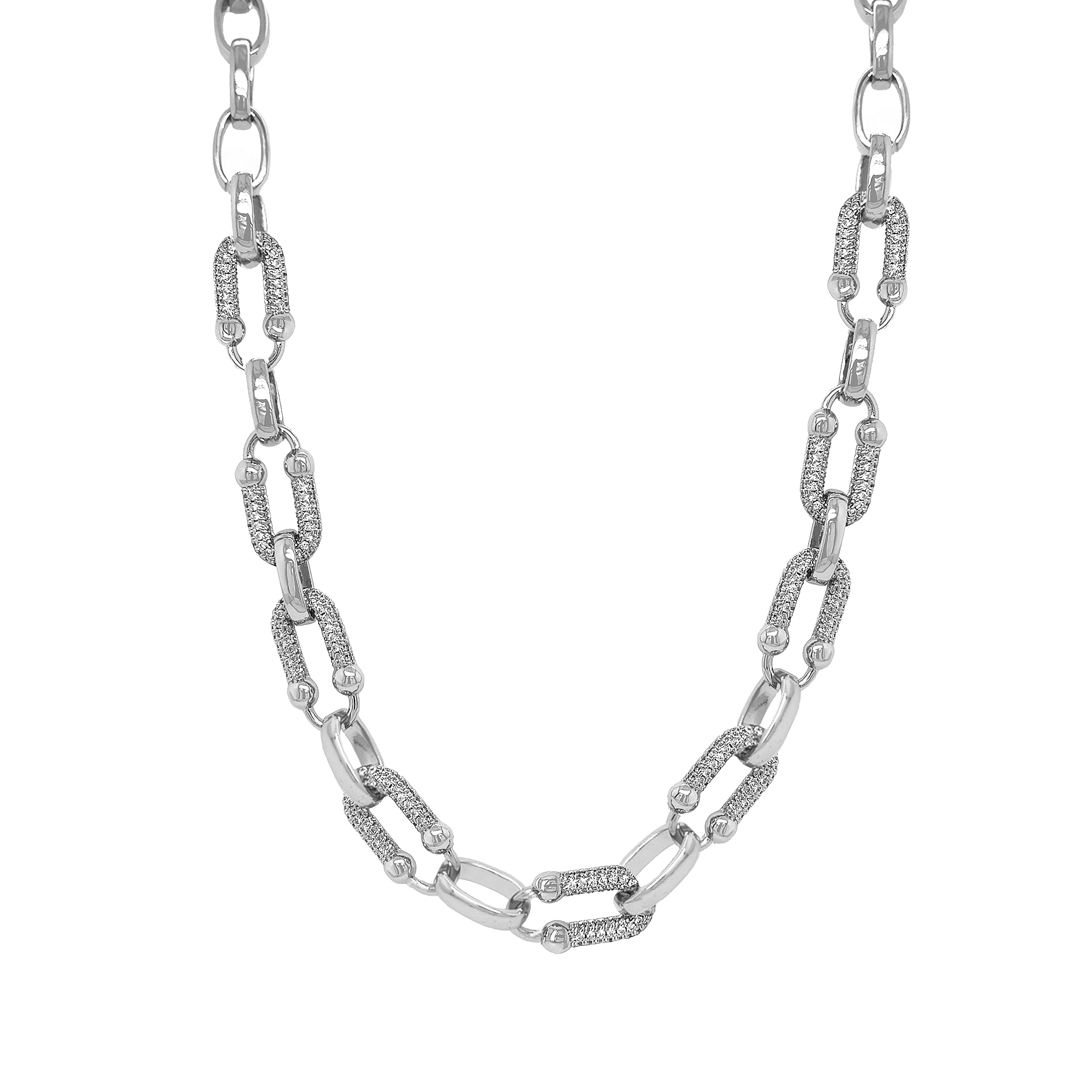White Gold Mixed Link Necklace