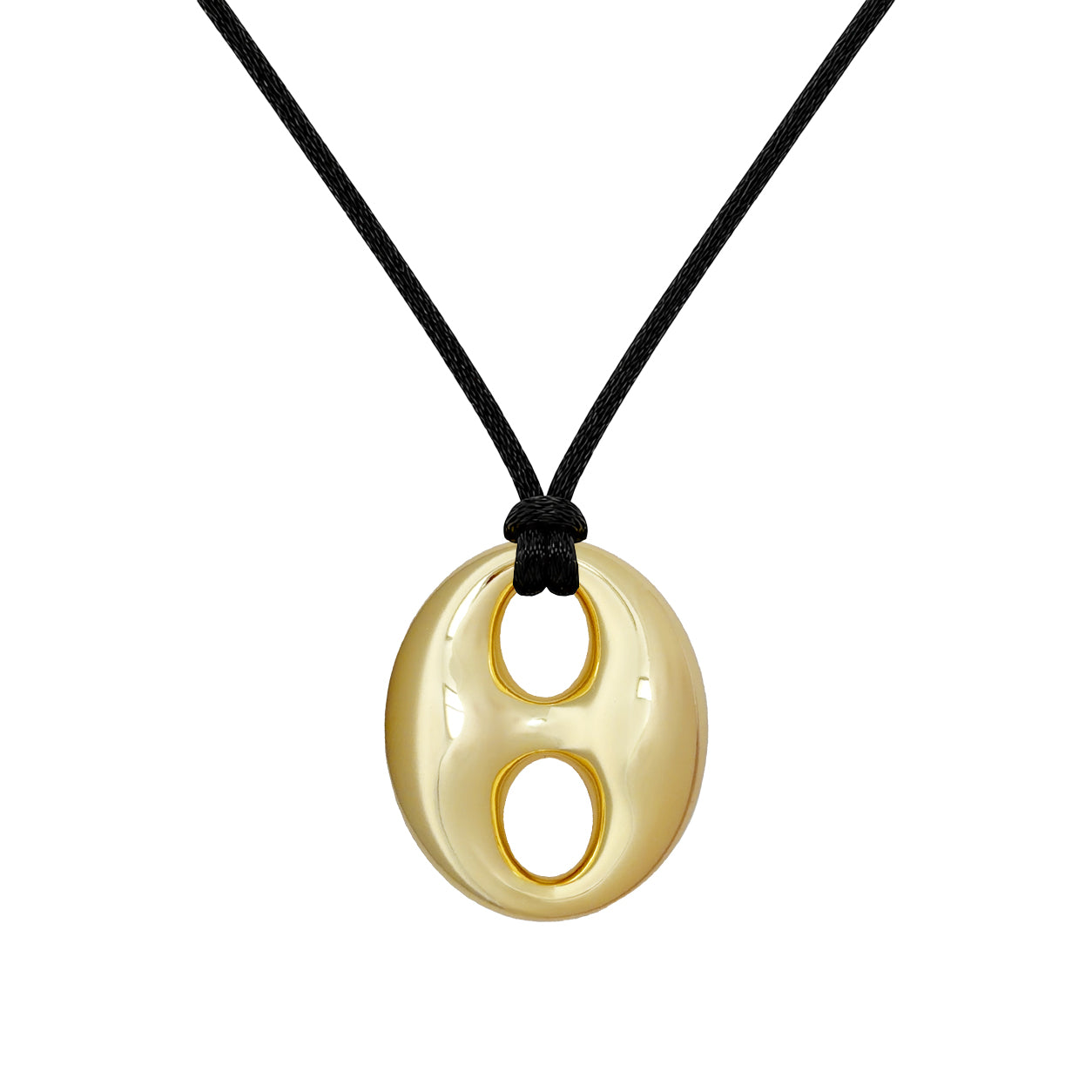 The finishing touch your wardrobe has been waiting for. A gleaming yellow gold-plated mariner link pendant hangs from a sleek black cord, creating a look that's equal parts bold, modern, and effortlessly chic. Adjustable for endless styling possibilities, this statement-maker is ready to shine from day to night.