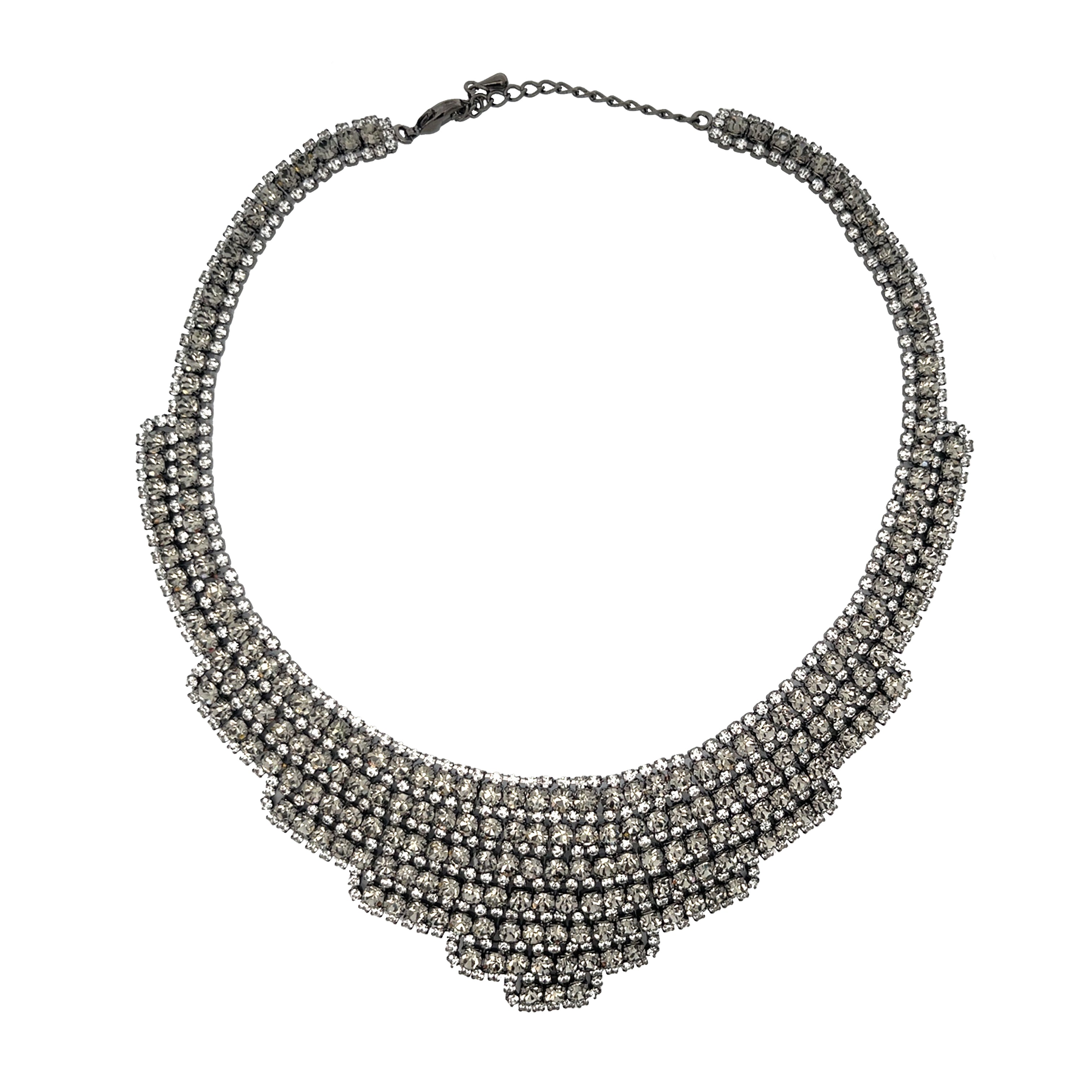 Oxidized CZ Flex Bib Choker Necklace
Oxidized Gold Plating
1.70" Wide