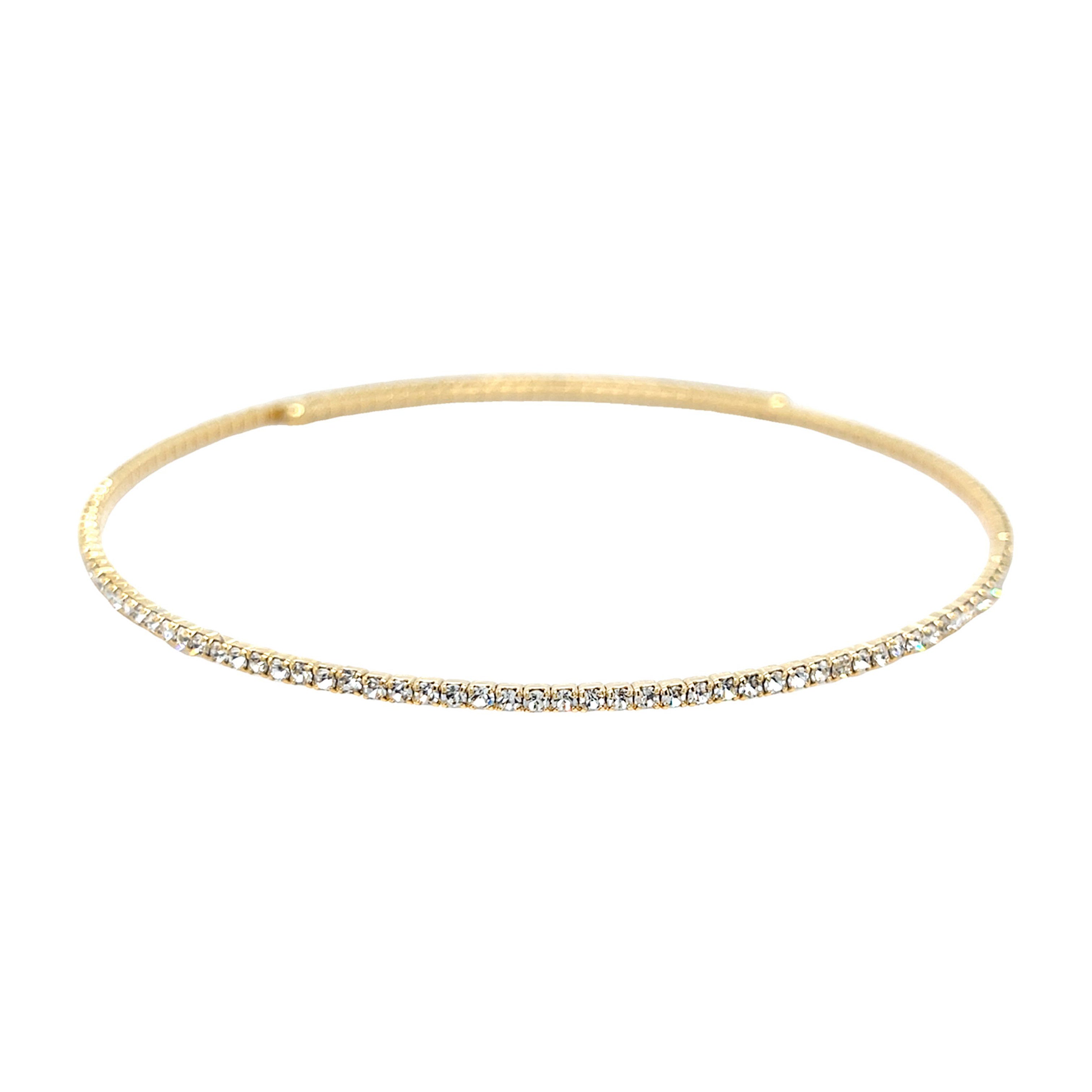 CZ Flex Choker Necklace
Yellow Gold Plated
0.08" Thick 