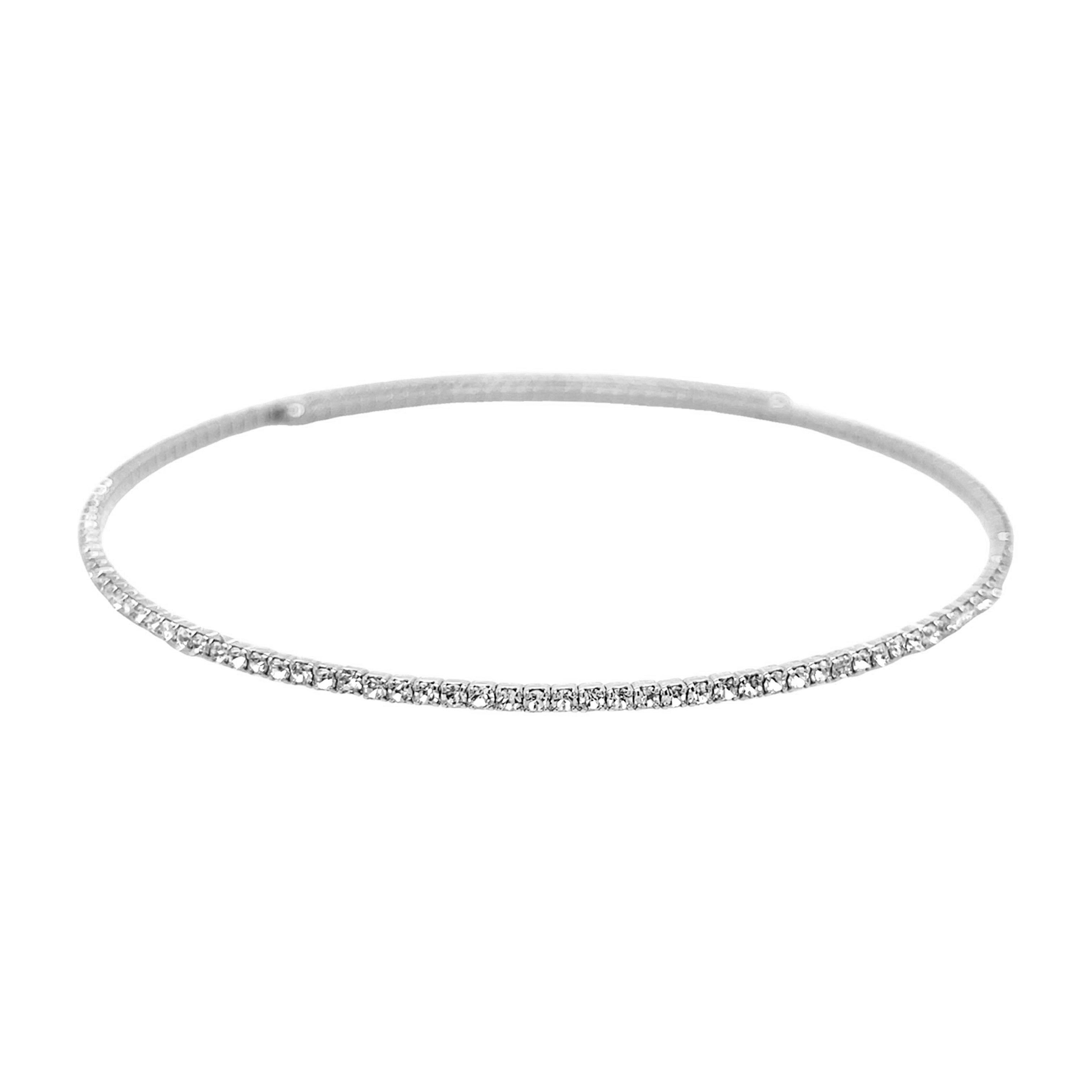 CZ Flex Choker Necklace
White Gold Plated
0.08" Thick 