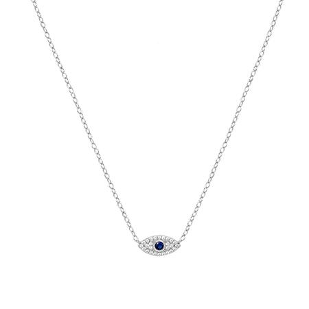 CZ Evil Eye Chain Necklace  White Gold Plated Over Silver 16.5-18.5" Adjustable Length Evil Eye: 0.47" Long X 0.23" Wide    While supplies last. All Deals Of The Day sales are FINAL SALE.