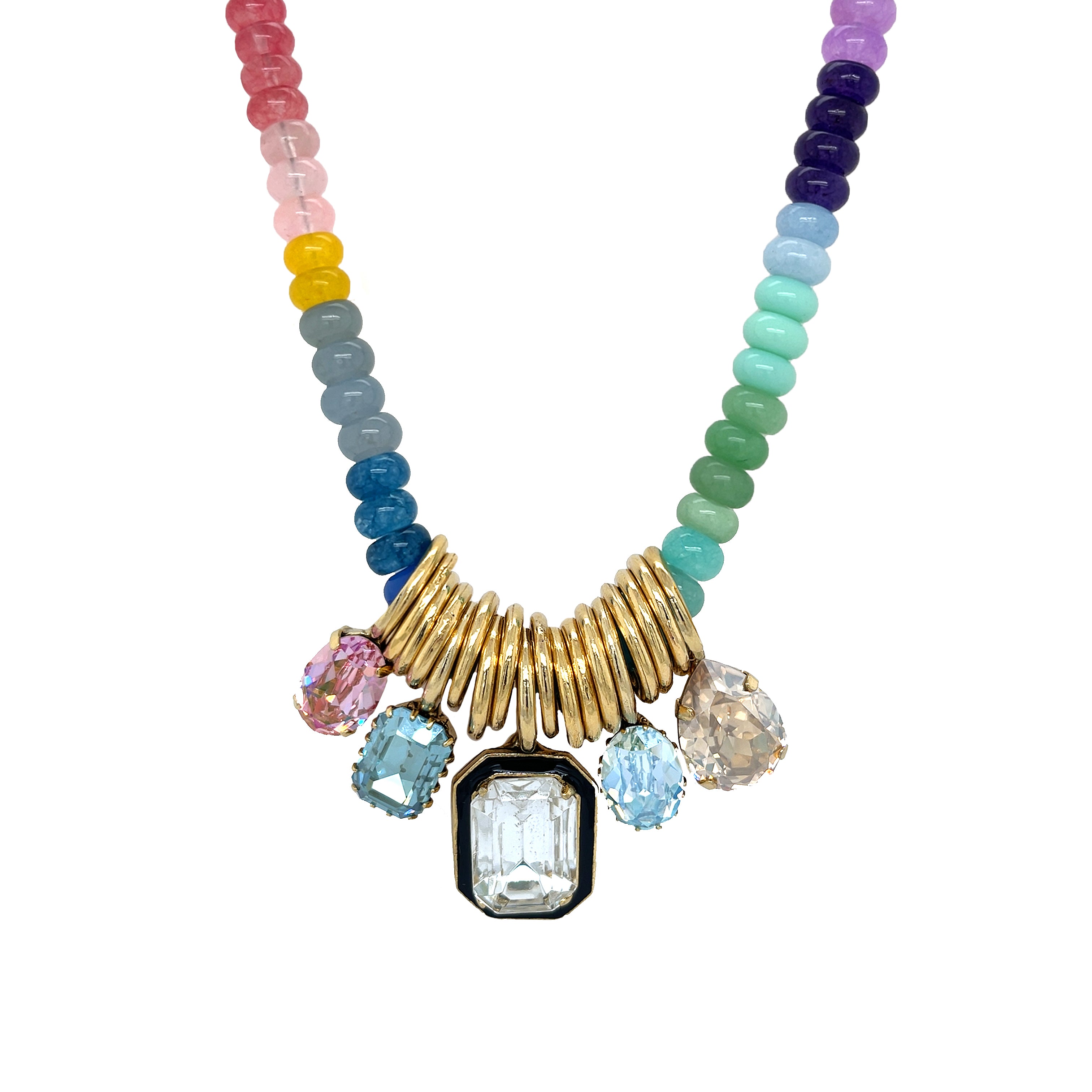 Multi Charm Rainbow Beaded Necklace
A chic and elevated statement necklace designed to layer effortlessly with your everyday favorites. Crafted with yellow-gold plating, this piece features multi-colored cubic zirconia, offering polished sparkle without the fine-jewelry price.
Due to popular demand, please allow 4-6 week for delivery.
Yellow Gold Plated
Multi-colored Cubic Zirconia Stones
17-20" Adjustable Length