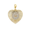 Large CZ Heart Charm Pendant  Yellow Gold Plated 2.35" Long X 1.84" Wide