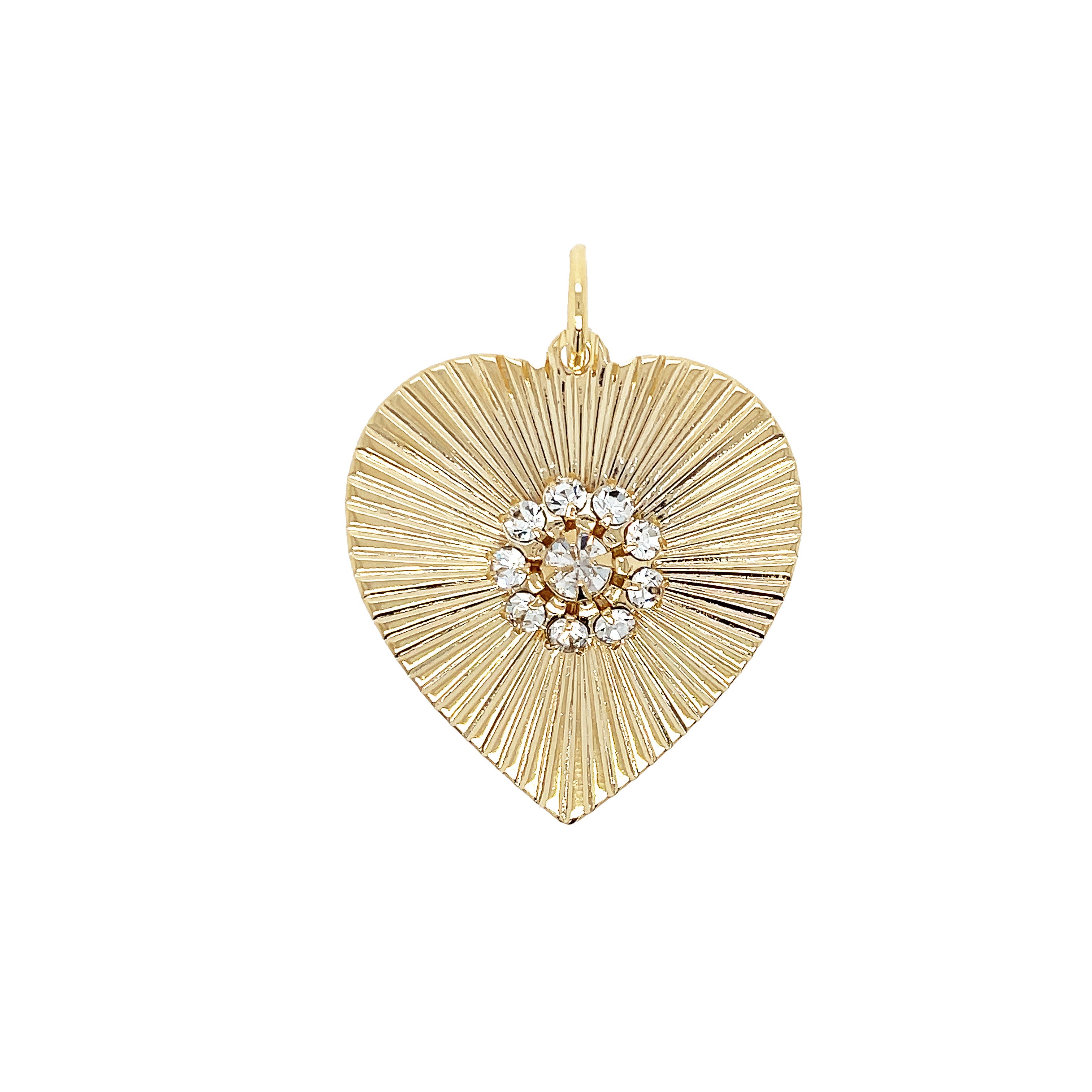 Small CZ Heart Charm Pendant
Yellow Gold Plated
1.80" Long X 1.25" Wide