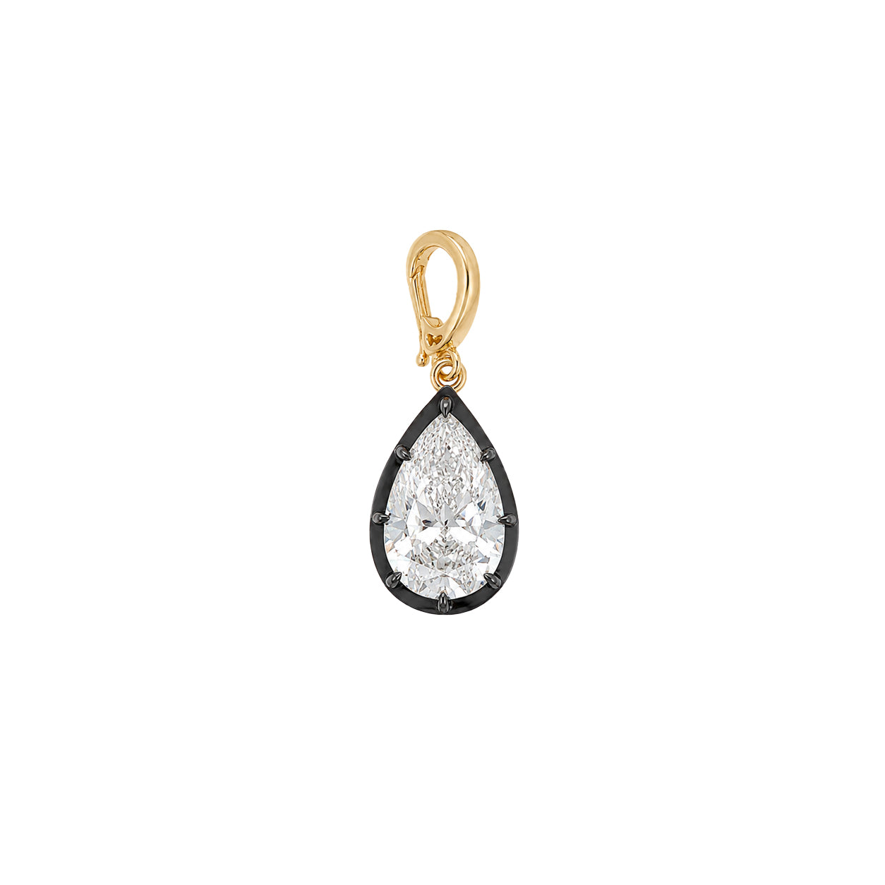 Pear Shape Charm With Black Rhodium
Elegant and endlessly versatile, this pear-shaped faux diamond charm adds refined sparkle to your favorite chain. The contrast of black rhodium and 14K yellow gold gives this classic design a fresh, contemporary edge.
14K Yellow Gold & Oxidized Gold
2.0 Faux Diamond Carat Weight