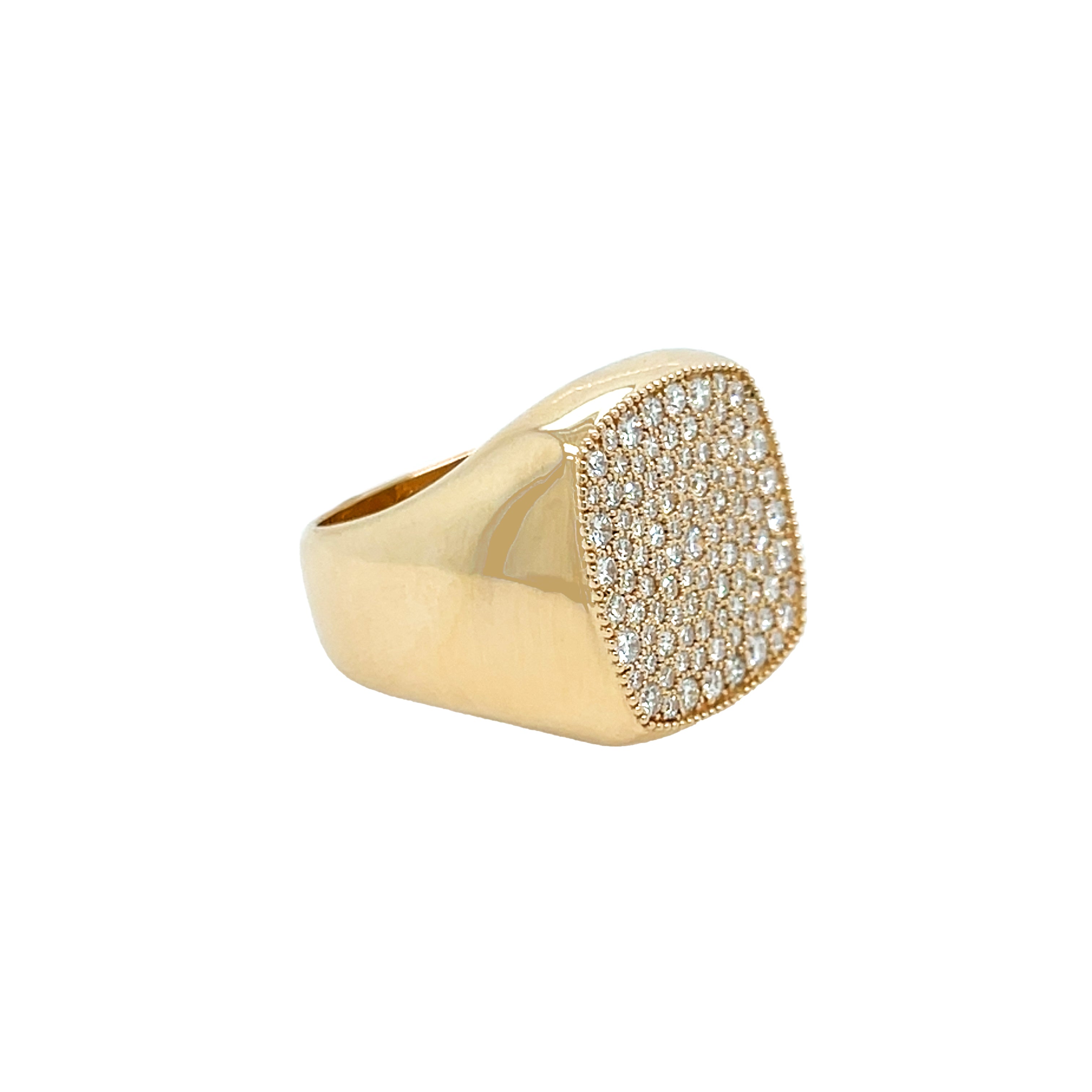 Pave Diamond Square Ring
14K Yellow Gold
0.98 Diamond Carat Weight
0.68" Wide