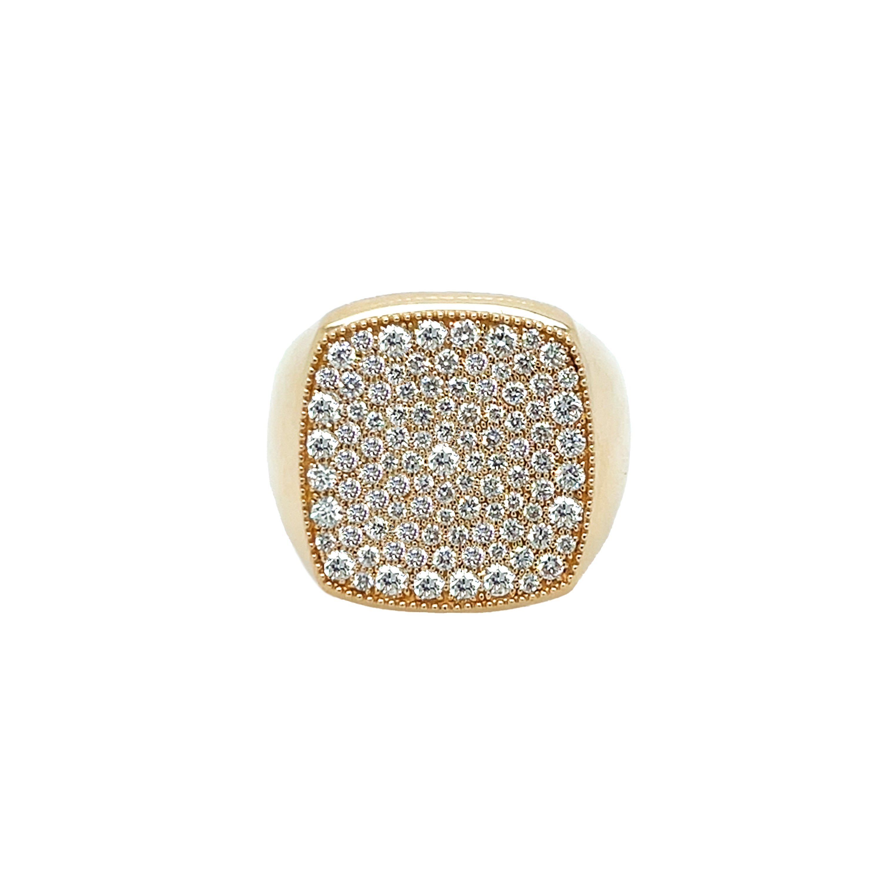 Pave Diamond Square Ring
14K Yellow Gold
0.98 Diamond Carat Weight
0.68" Wide