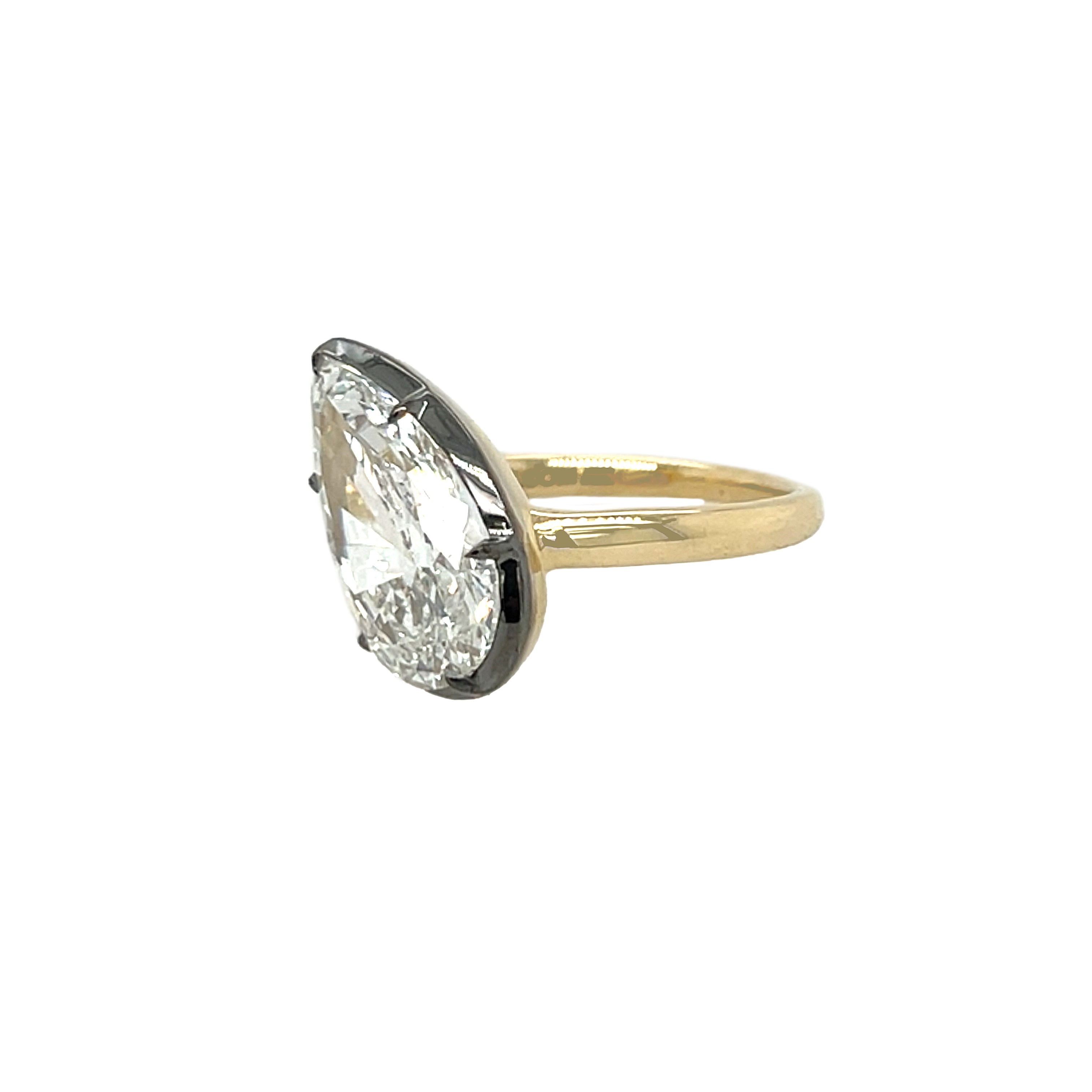 Diamond Pear Ring
14K Yellow & Oxidized Gold
4.02 Lab Diamond Carat Weight
0.50" Long X 0.45" Wide