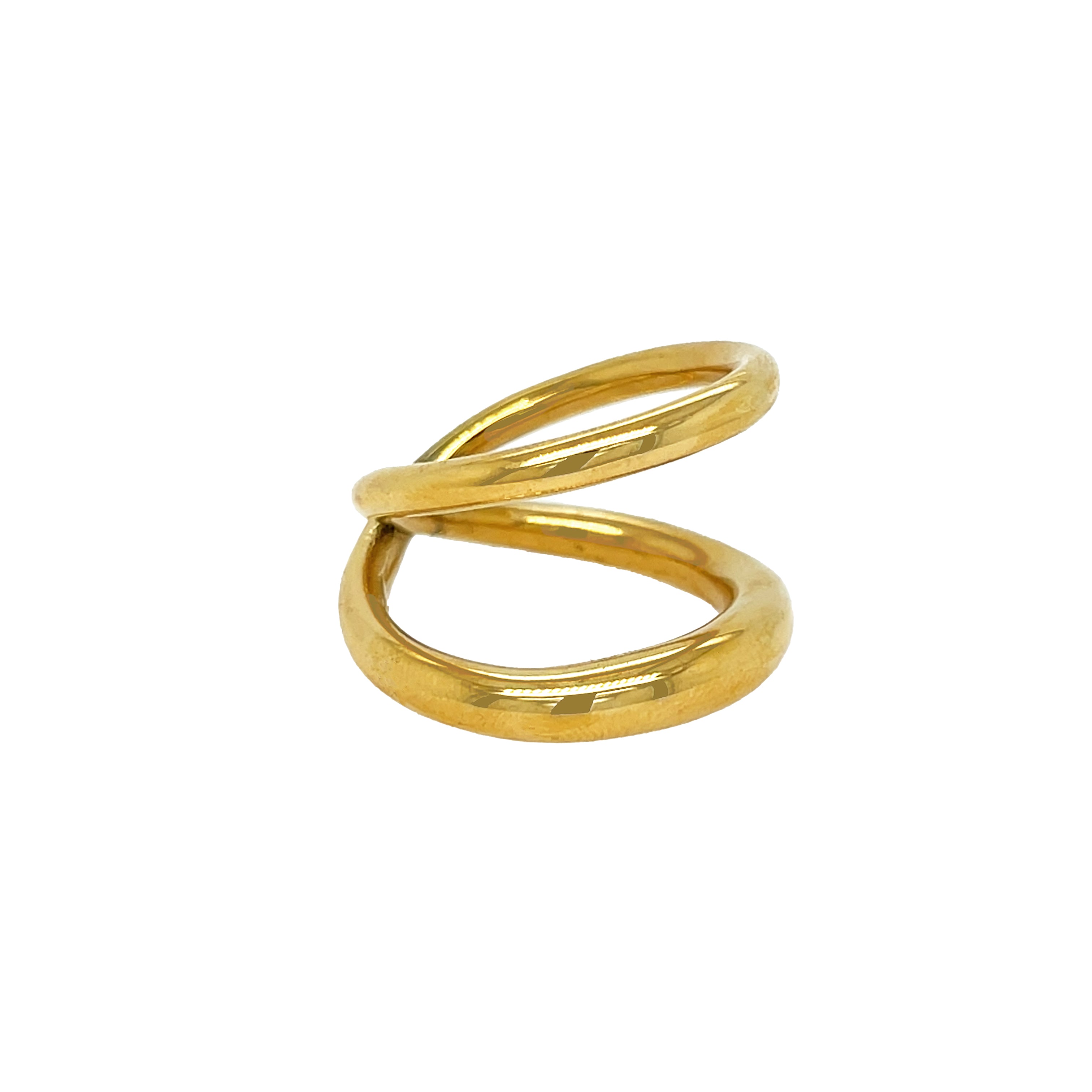 Double Band Crossover Ring
Yellow Gold Plated
0.65" Wide