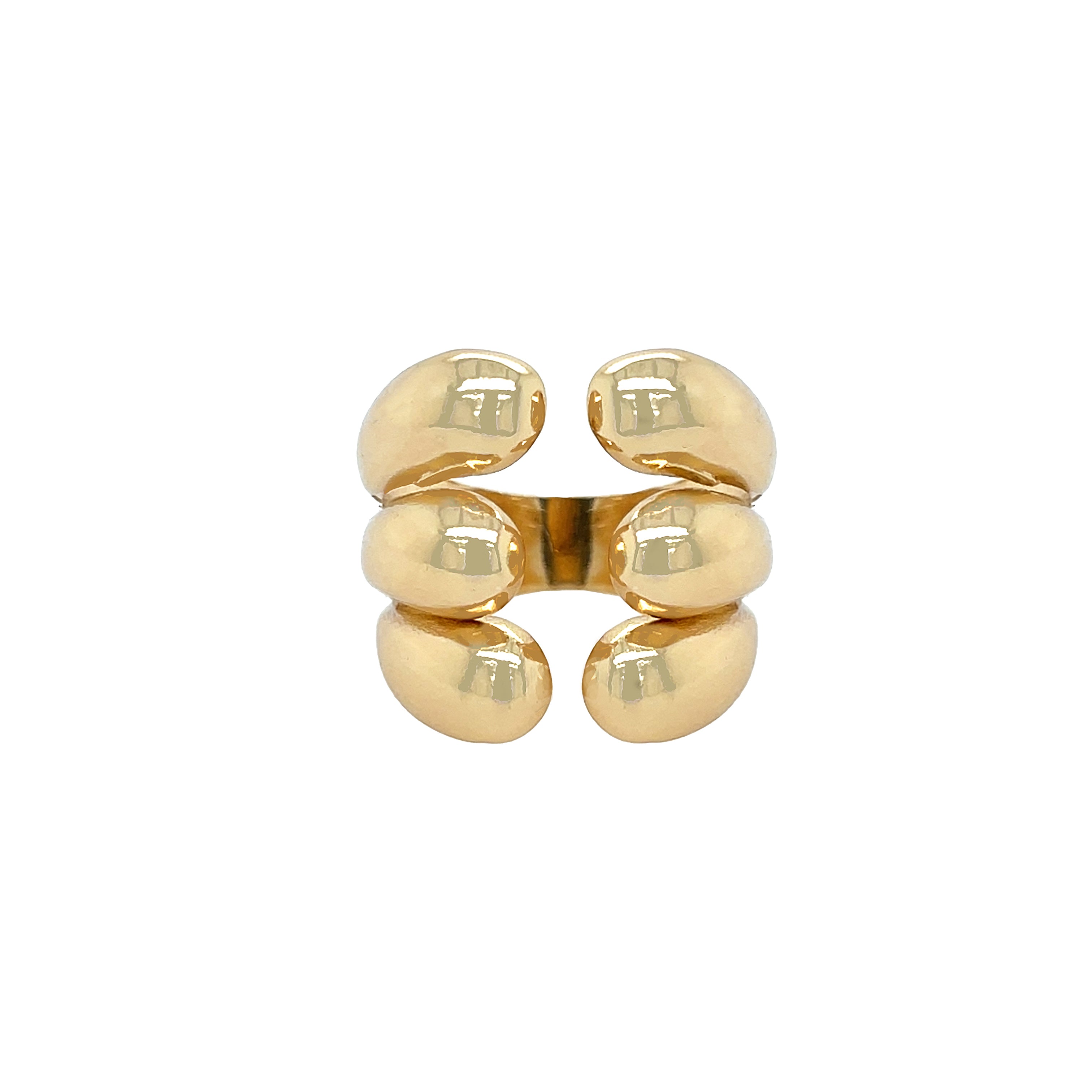 Adjustable Open Triple Band Ring
Elevate your style with this sophisticated Open Triple Band Ring, designed to make a bold yet elegant statement. Its chunky, unique structure offers versatile wearability, seamlessly complementing both casual and formal looks.
Yellow Gold Plated
0.77" Wide