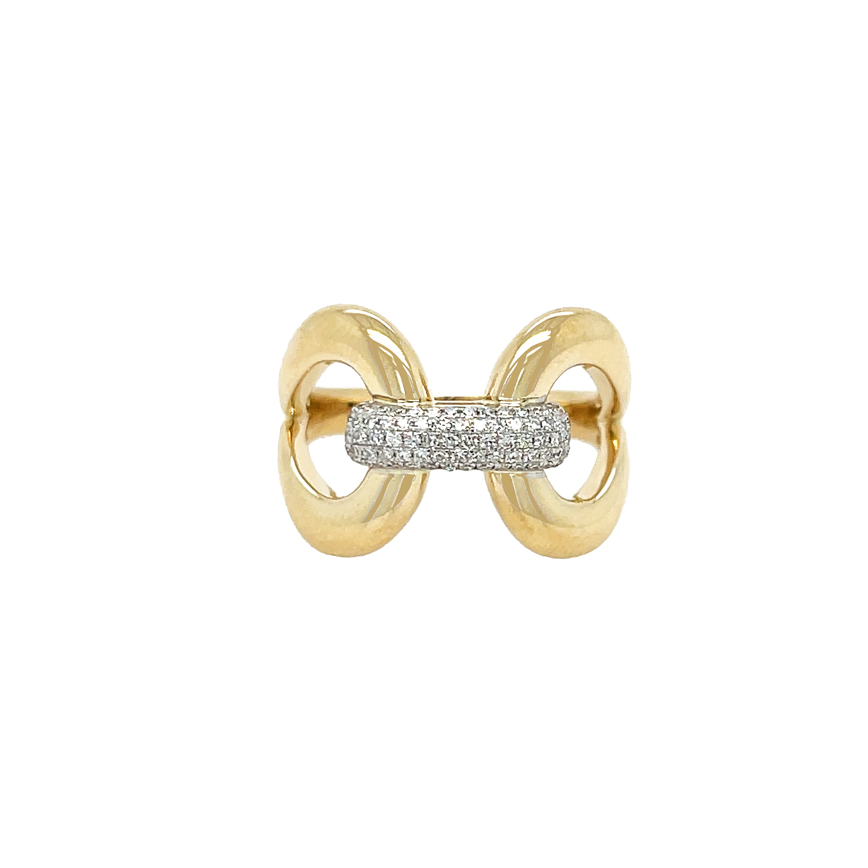 Diamond Link Ring  14K Yellow & White Gold 0.25 Diamond Carat Weight 0.56" Wide