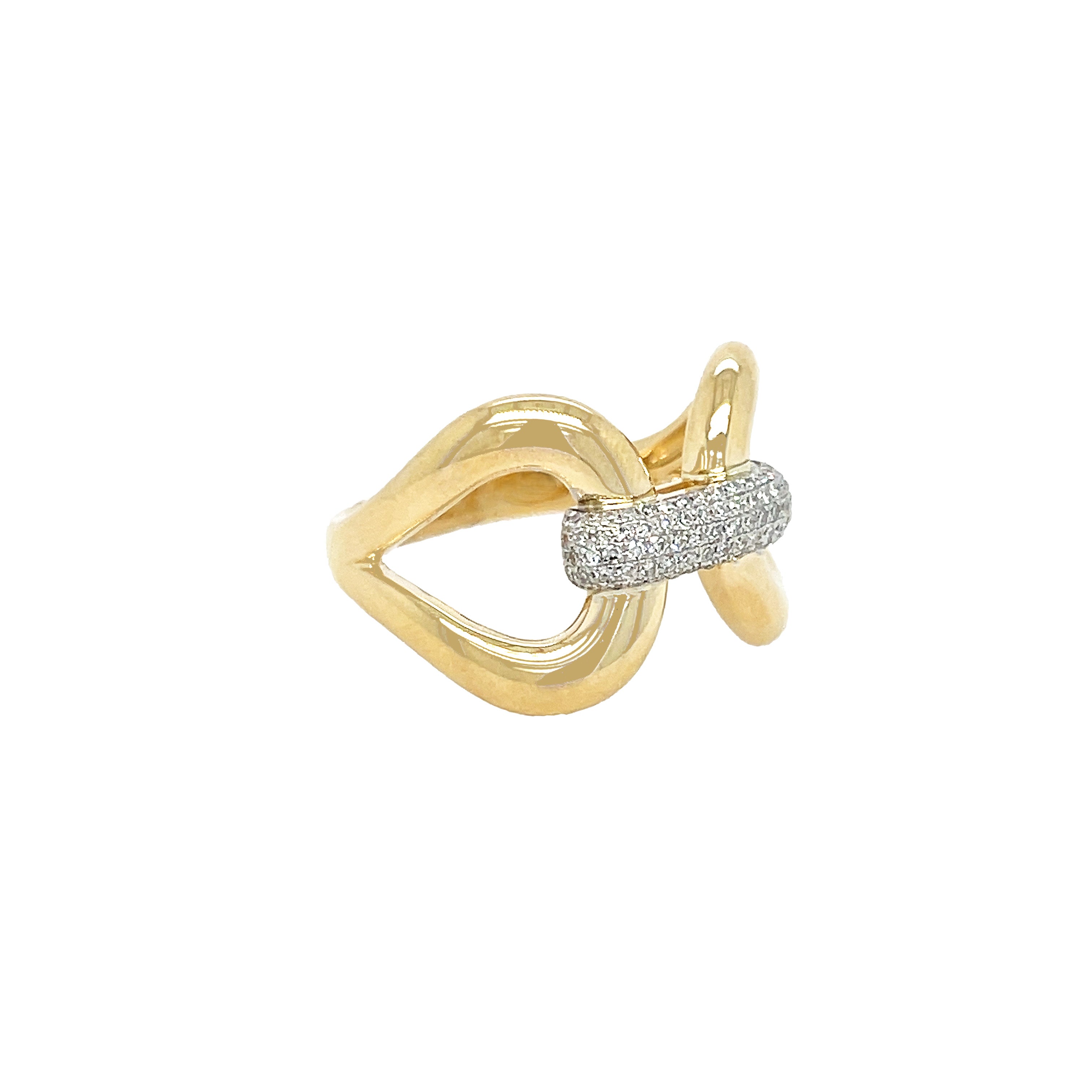 Diamond Link Ring  14K Yellow & White Gold 0.25 Diamond Carat Weight 0.56" Wide