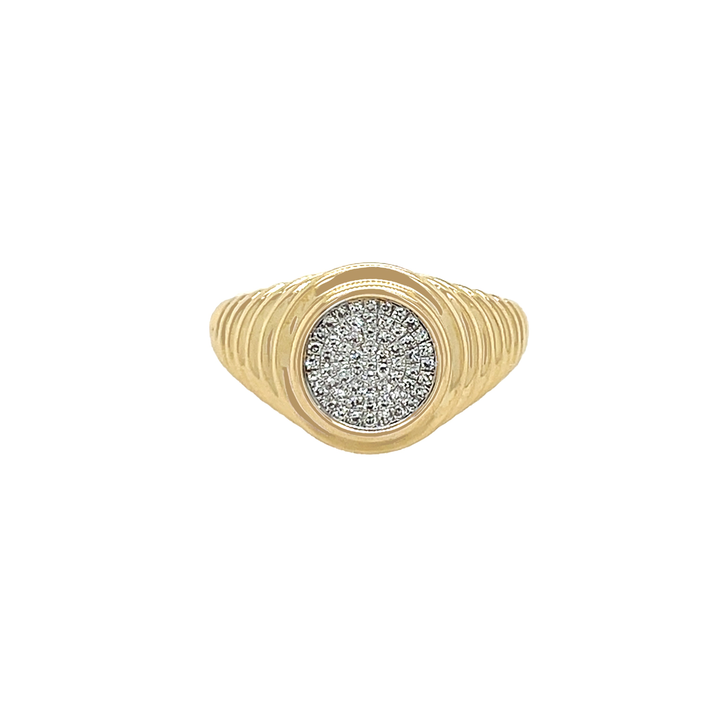 Pave Diamond Circle Ring
This stunning gold ring is finished with a round pavé center for the perfect touch of sparkle. Sophisticated, versatile, and made to elevate any look.
14K Yellow Gold
0.13 Diamond Carat Weight
0.46" Wide