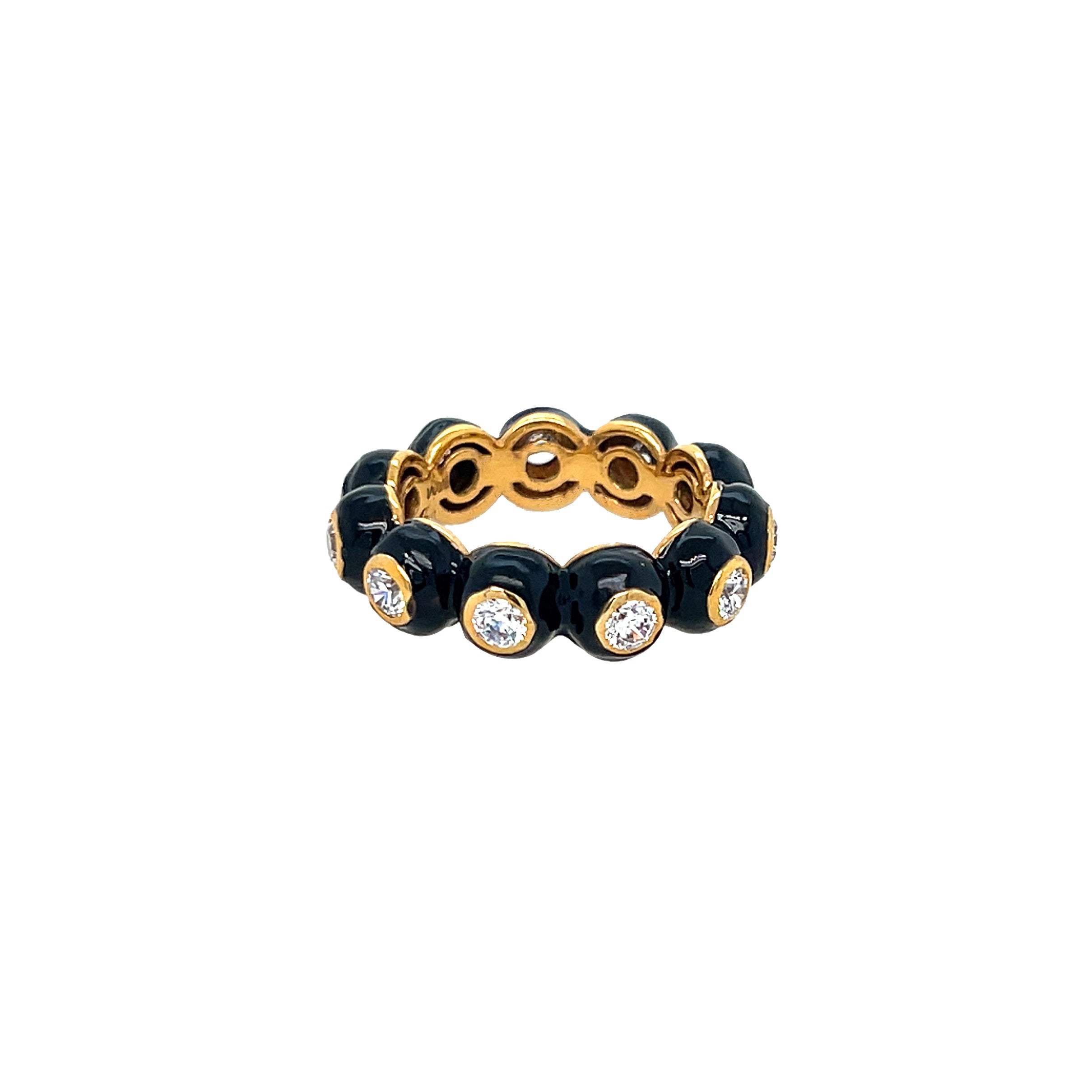CZ Black Enamel Bubble Ring
This black bubble ring features a sleek and modern design that adds a touch of sophistication to any outfit. Elevate your style with this elegant and versatile ring.
Yellow Gold Plated
0.24" Wide