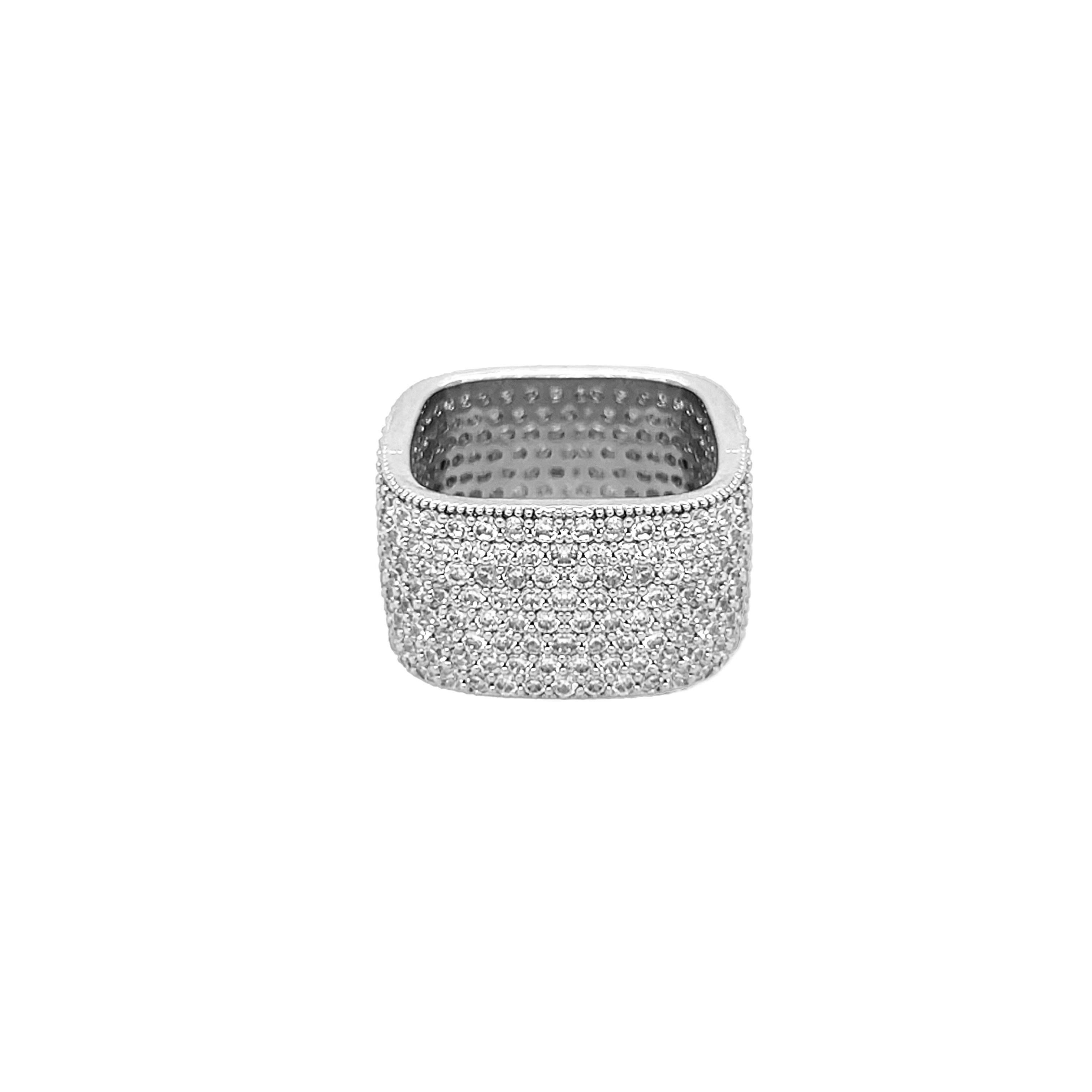 CZ Square Eternity Ring
Indulge in luxury with our Square Eternity Ring. Crafted with white gold plating and adorned with sparkling pavé cubic zirconia, this ring adds a touch of elegance to any outfit. Elevate your style with this sophisticated and unique piece.
White Gold Plated
Pave Cubic Zirconia
0.45" Wide