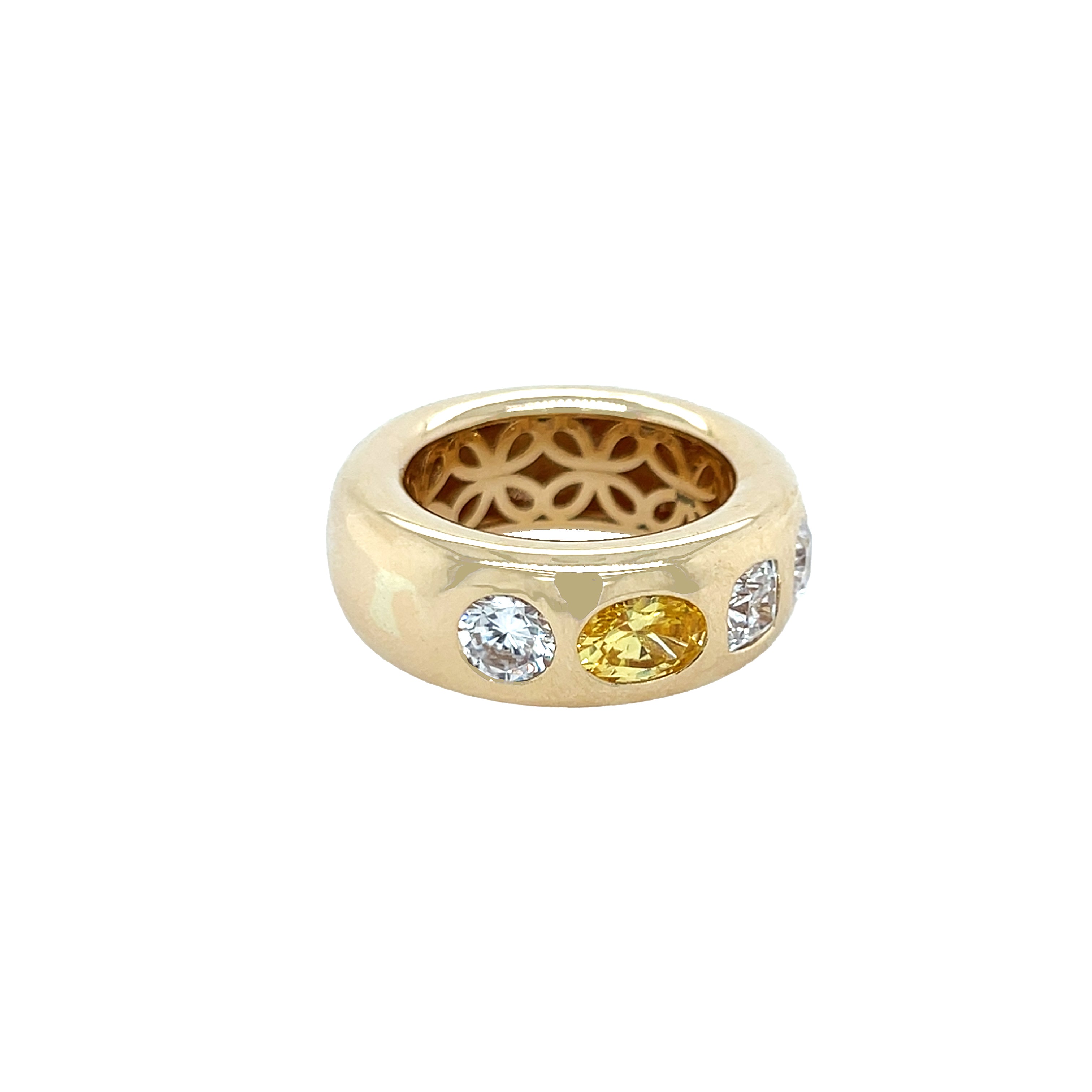 5 Stone Dome Band Ring
This elegant gold ring features 5 sparkling stones, adding just the right amount of brilliance. Its refined design offers versatility and sophistication, effortlessly enhancing any ring stack.
14K Yellow Gold
White Stones: 0.65 Carats
Yellow CZ: 1 Carat
0.35" Wide
0.20" Thick