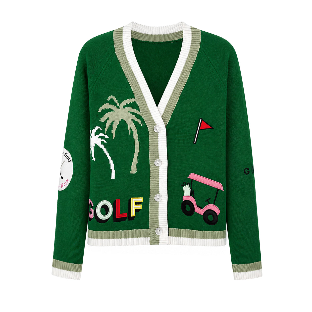 Green Golf Cardigan Sweater View 1