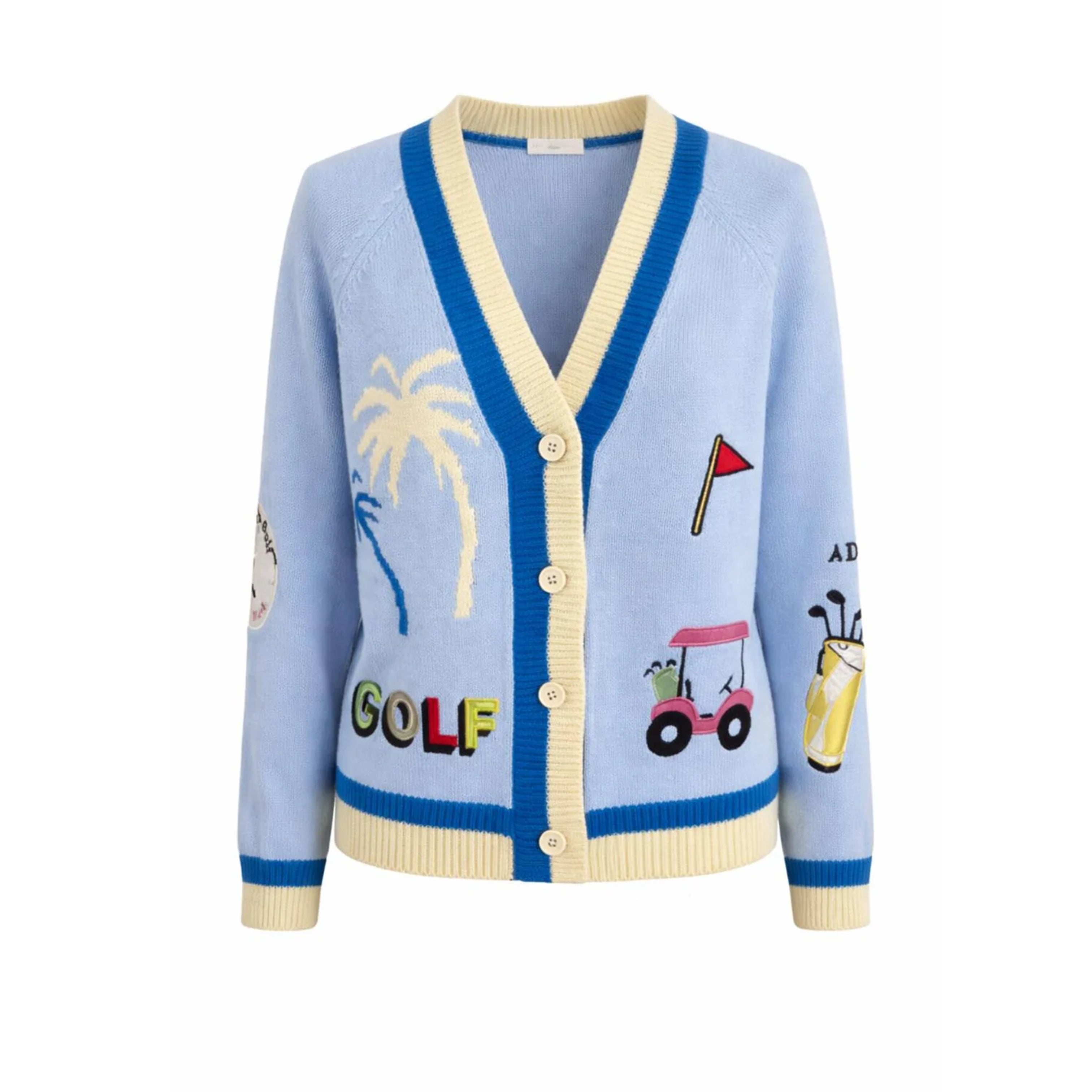 Blue Golf Cardigan Sweater View 1