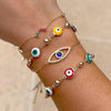 Pave CZ Evil Eye Adjustable Bolo Bracelet  Yellow Gold Plated Over Silver Eye: 0.35" Long X 1.02" Wide    While supplies last. All Deals Of The Day sales are FINAL SALE.