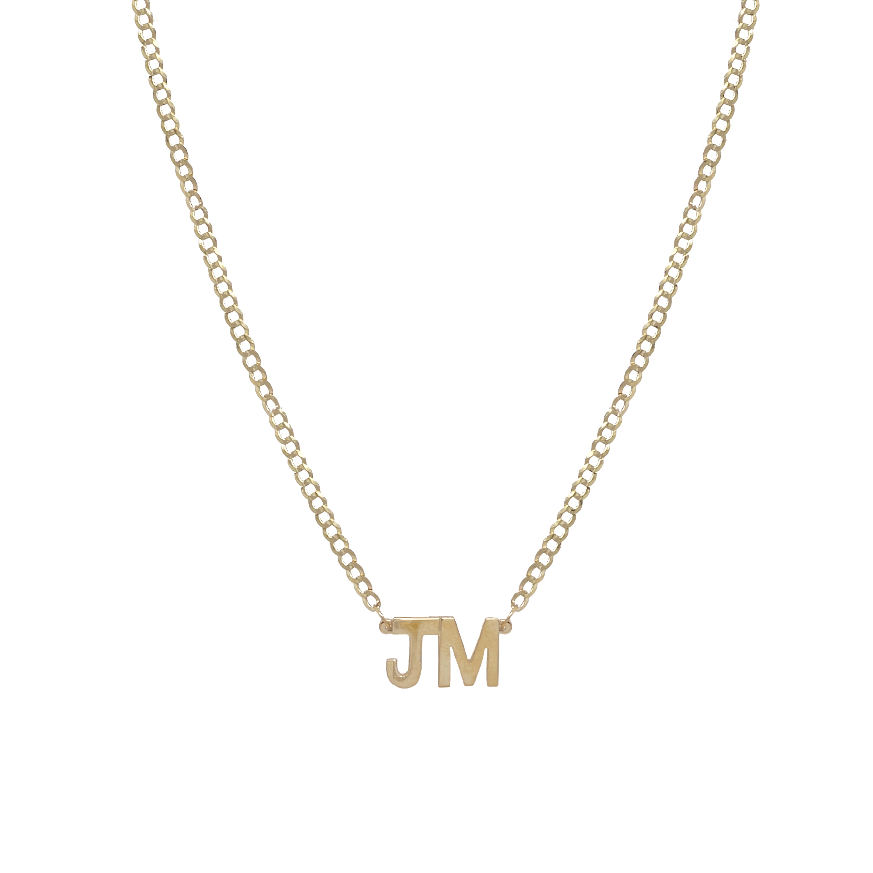 Initial Curb Chain Necklace
14K Yellow Gold
Chain: Choose from 14,15,16 Inches
Letter: 10MM Diameter
Chain: 2.54MM Diameter
Please allow up to 2 weeks for delivery.