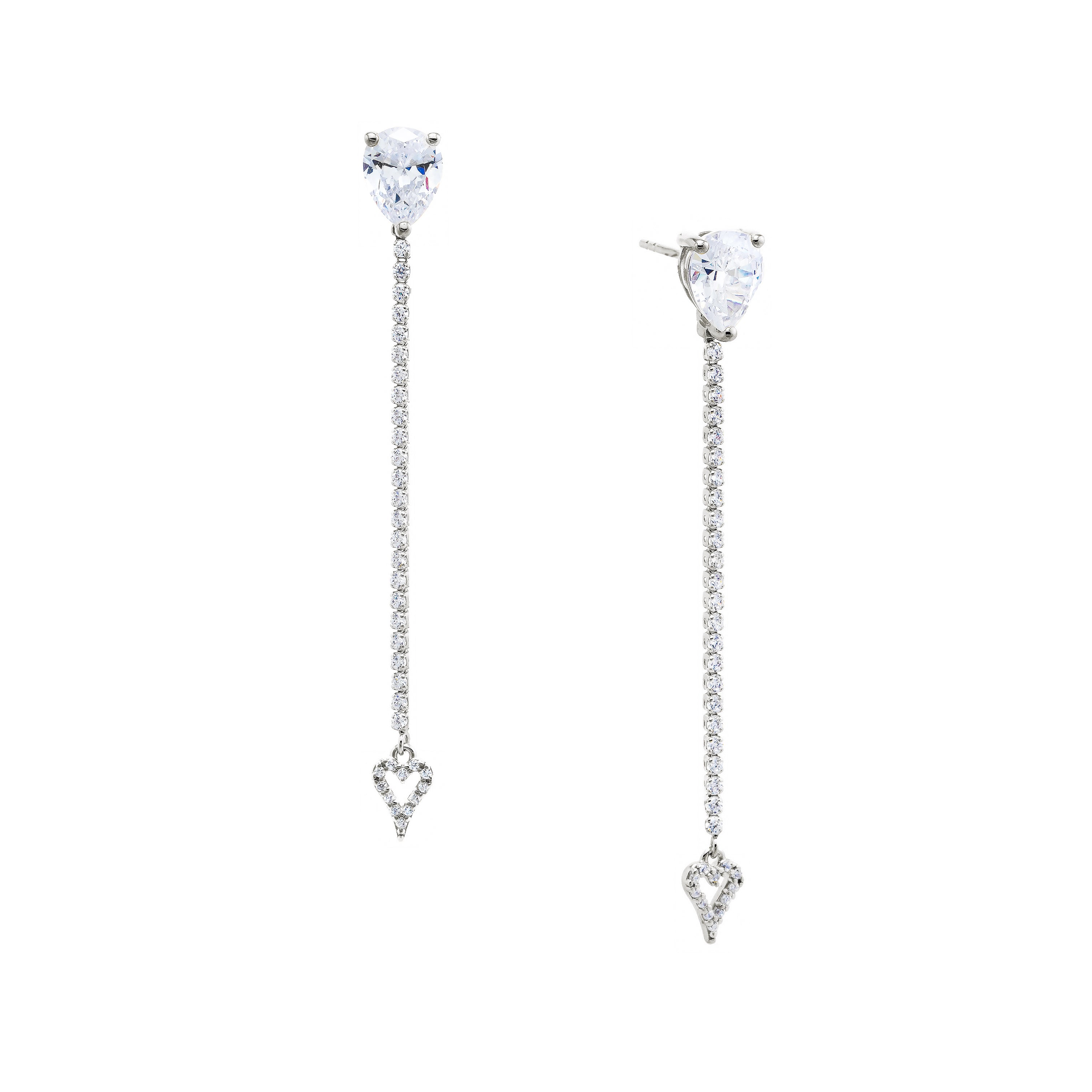Pair of cubic zirconia drop earrings on a white background