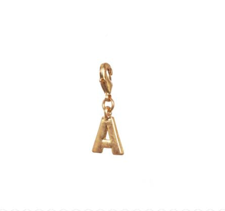 Letter A Initial Clasp Charm Yellow Gold Plated Each initial is approximately 1/2"