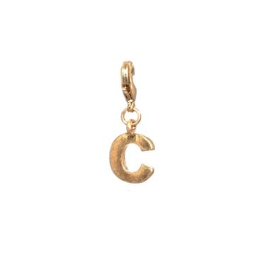 Letter C Initial Clasp Charm Yellow Gold Plated Each initial is approximately 1/2"