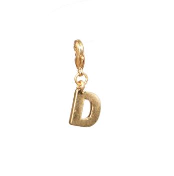 Letter D Initial Clasp Charm Yellow Gold Plated Each initial is approximately 1/2"