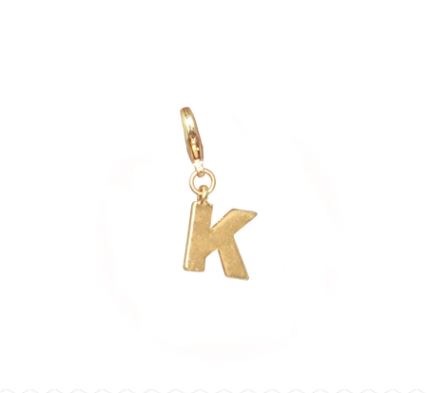 Letter K Initial Clasp Charm Yellow Gold Plated Each initial is approximately 1/2"
