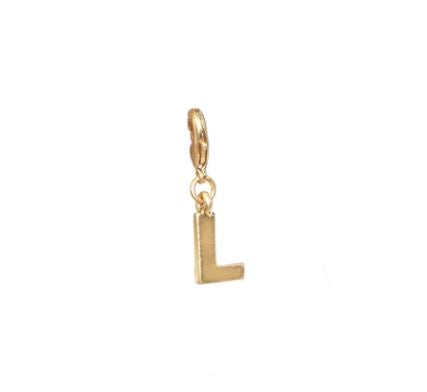 Letter L Initial Clasp Charm Yellow Gold Plated Each initial is approximately 1/2"