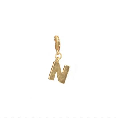 Letter N Initial Clasp Charm Yellow Gold Plated Each initial is approximately 1/2"