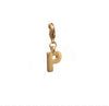 Letter P Initial Clasp Charm  Yellow Gold Plated Each initial is approximately 1/2"