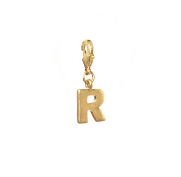 Letter R Initial Clasp Charm Yellow Gold Plated Each initial is approximately 1/2"