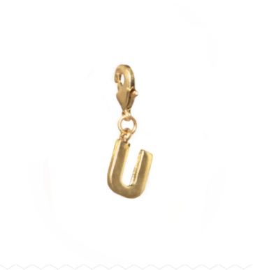 Letter U Initial Clasp Charm Yellow Gold Plated Each initial is approximately 1/2"